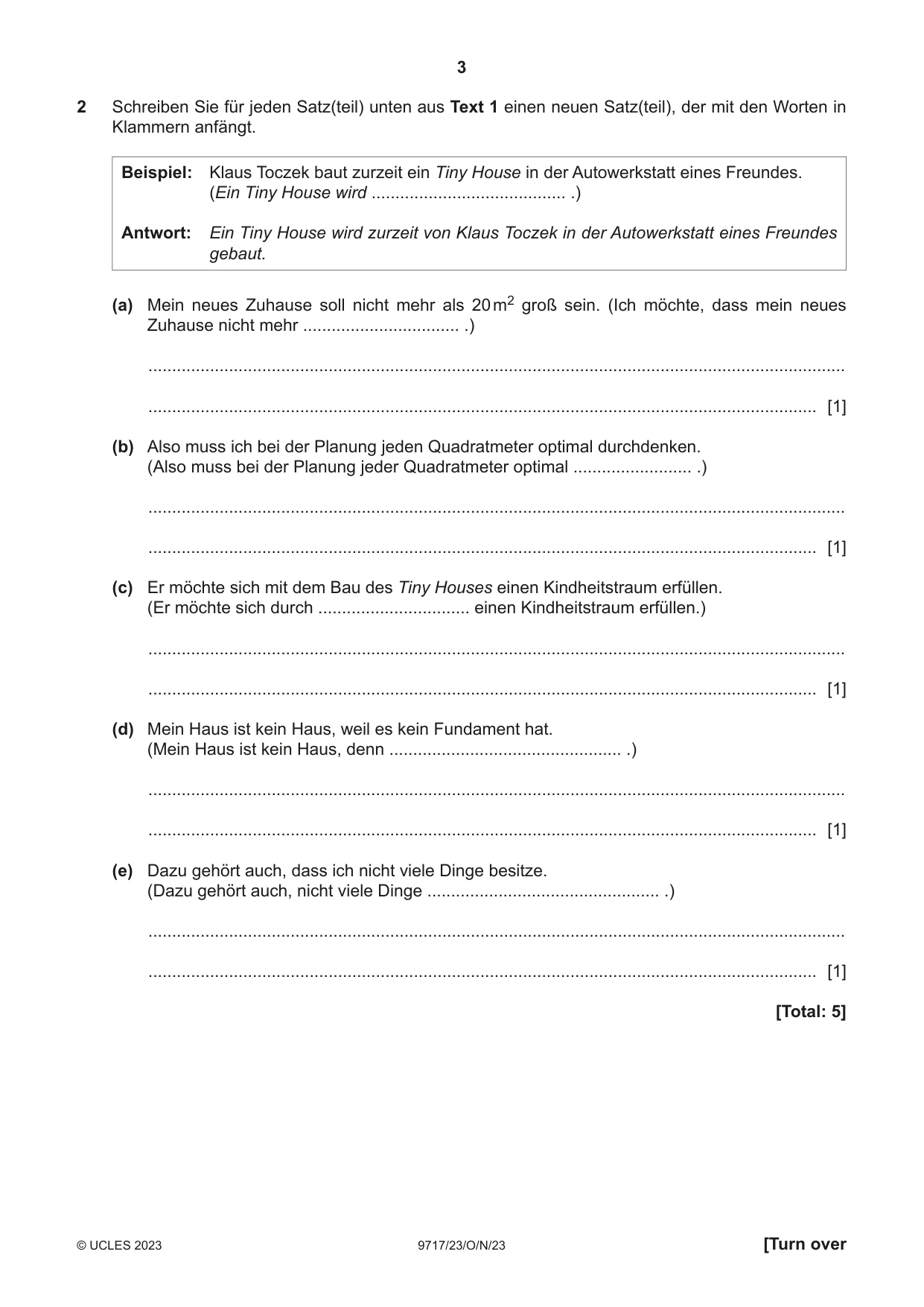 Cambridge A Level German (A Level only) 9717 2023 Oct/Nov Paper 2 · Variant 3 question paper, page 3 of 12