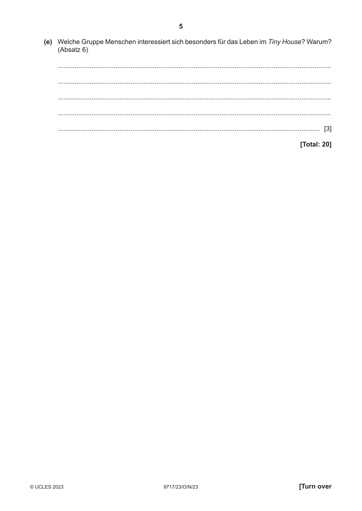 Cambridge A Level German (A Level only) 9717 2023 Oct/Nov Paper 2 · Variant 3 question paper, page 5 of 12