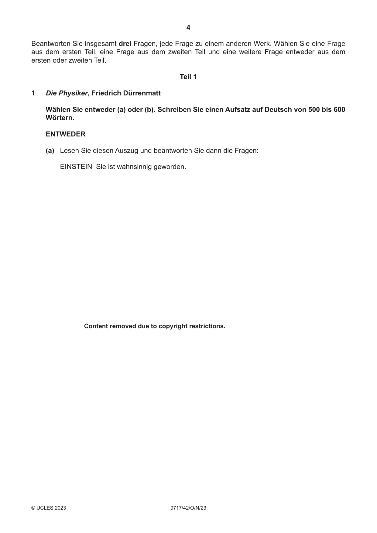 Cambridge A Level German (A Level only) 9717 2023 Oct/Nov Paper 4 · Variant 2 question paper, page 4 of 8