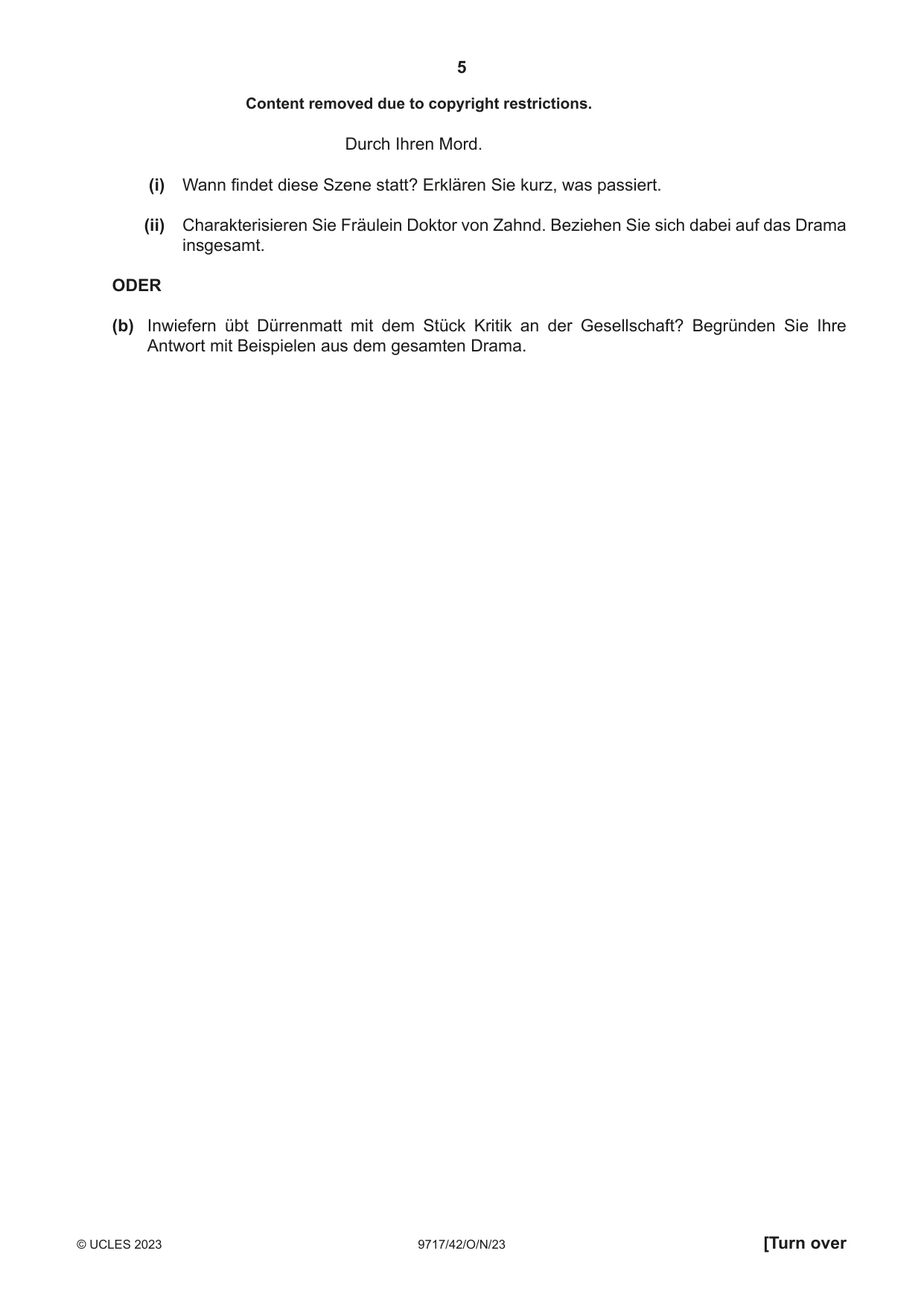 Cambridge A Level German (A Level only) 9717 2023 Oct/Nov Paper 4 · Variant 2 question paper, page 5 of 8