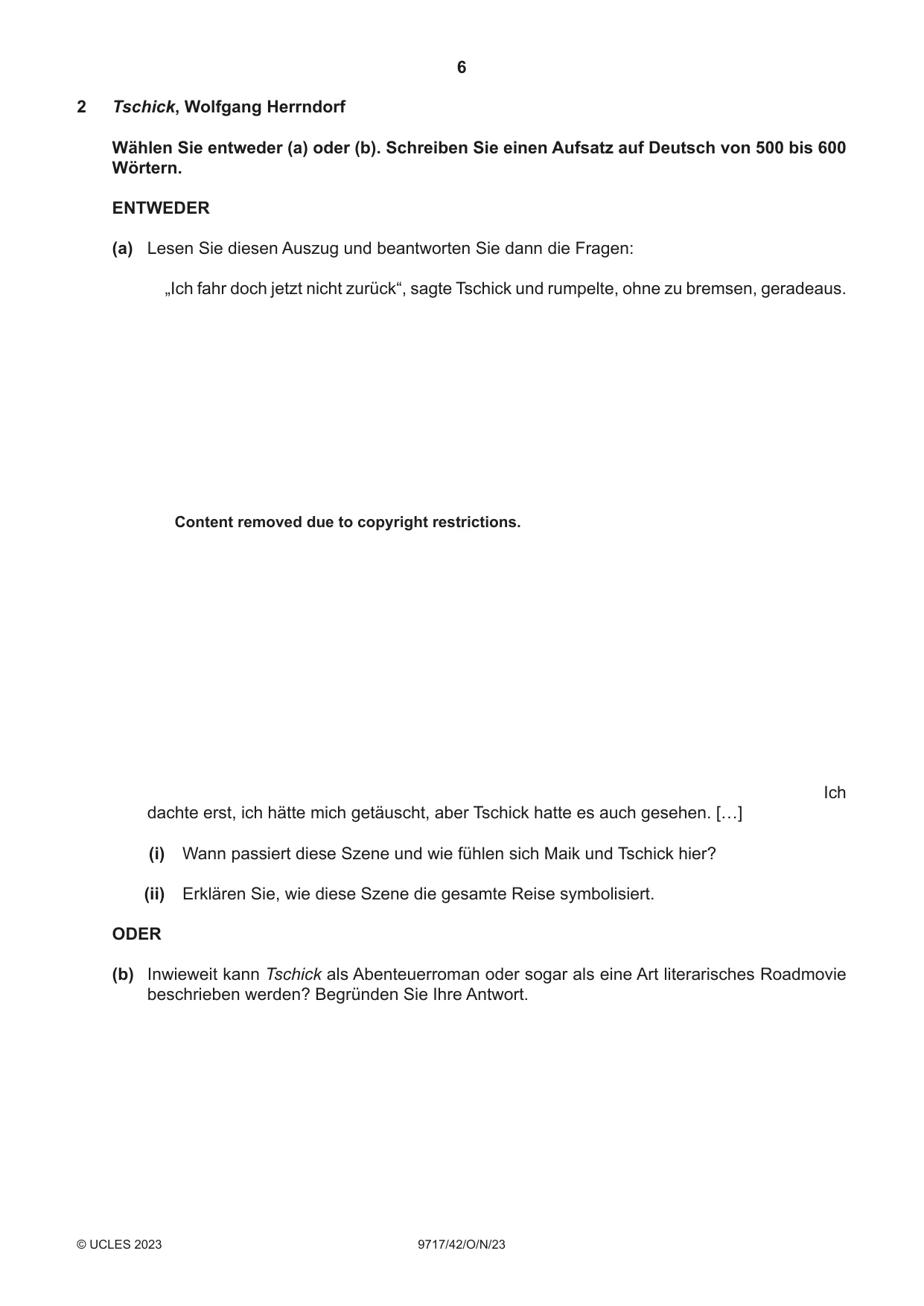 Cambridge A Level German (A Level only) 9717 2023 Oct/Nov Paper 4 · Variant 2 question paper, page 6 of 8