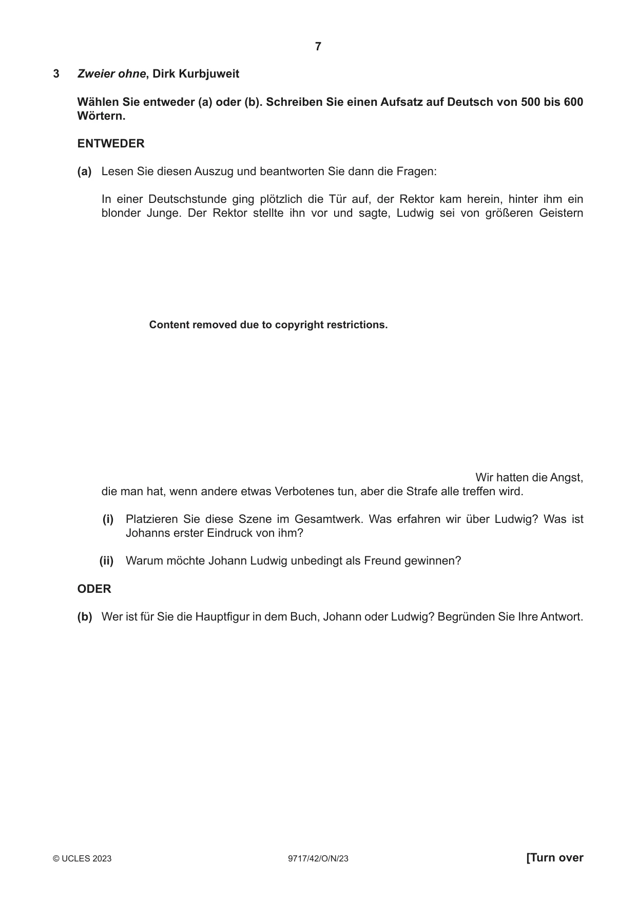 Cambridge A Level German (A Level only) 9717 2023 Oct/Nov Paper 4 · Variant 2 question paper, page 7 of 8