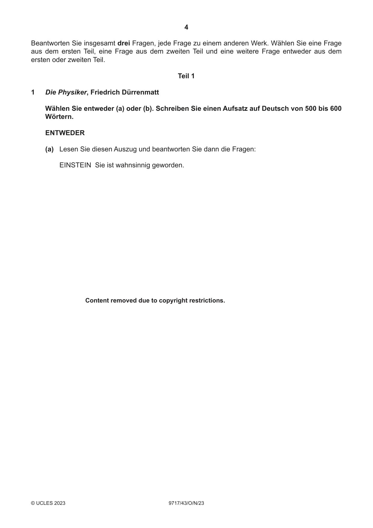 Cambridge A Level German (A Level only) 9717 2023 Oct/Nov Paper 4 · Variant 3 question paper, page 4 of 8
