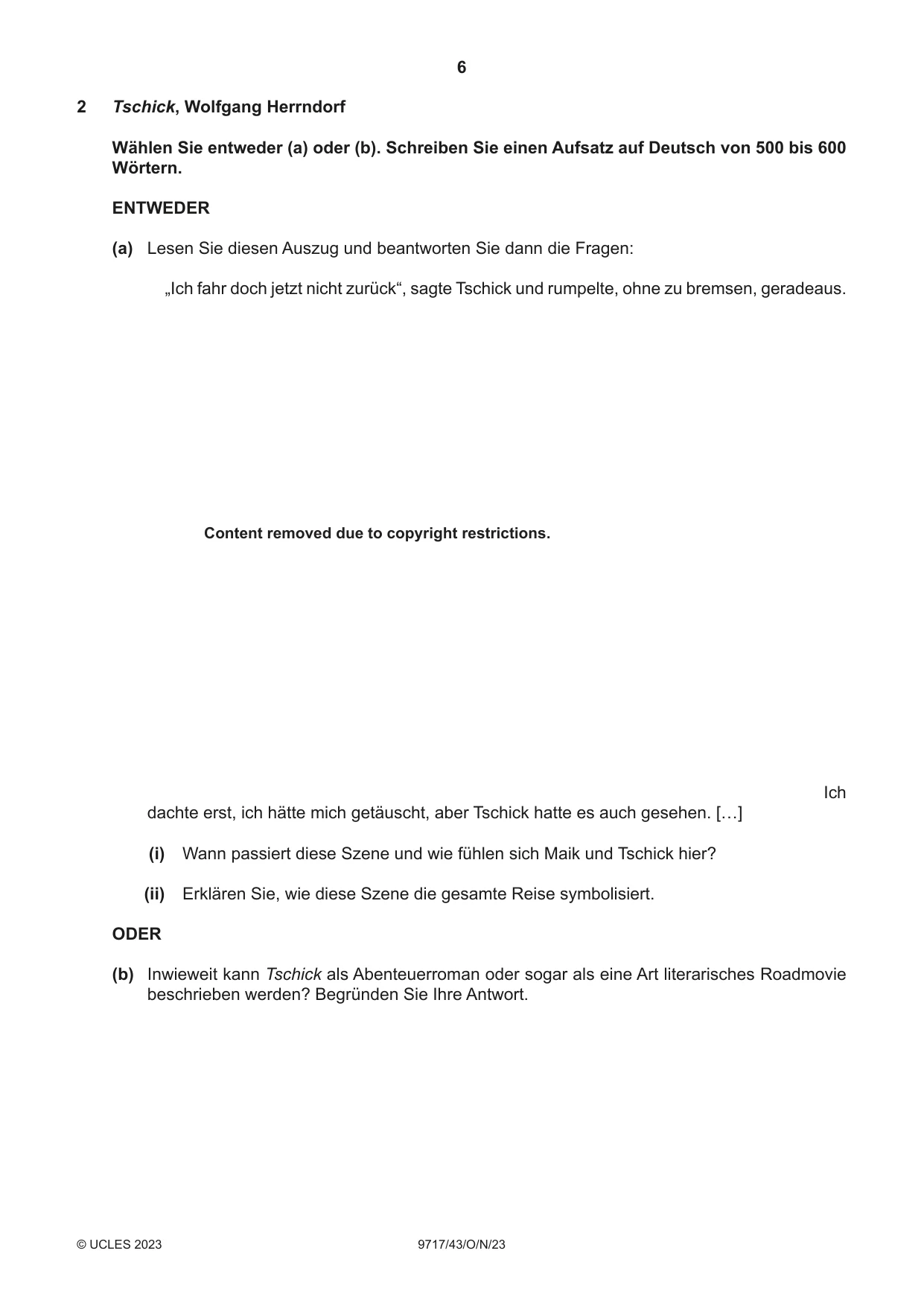 Cambridge A Level German (A Level only) 9717 2023 Oct/Nov Paper 4 · Variant 3 question paper, page 6 of 8