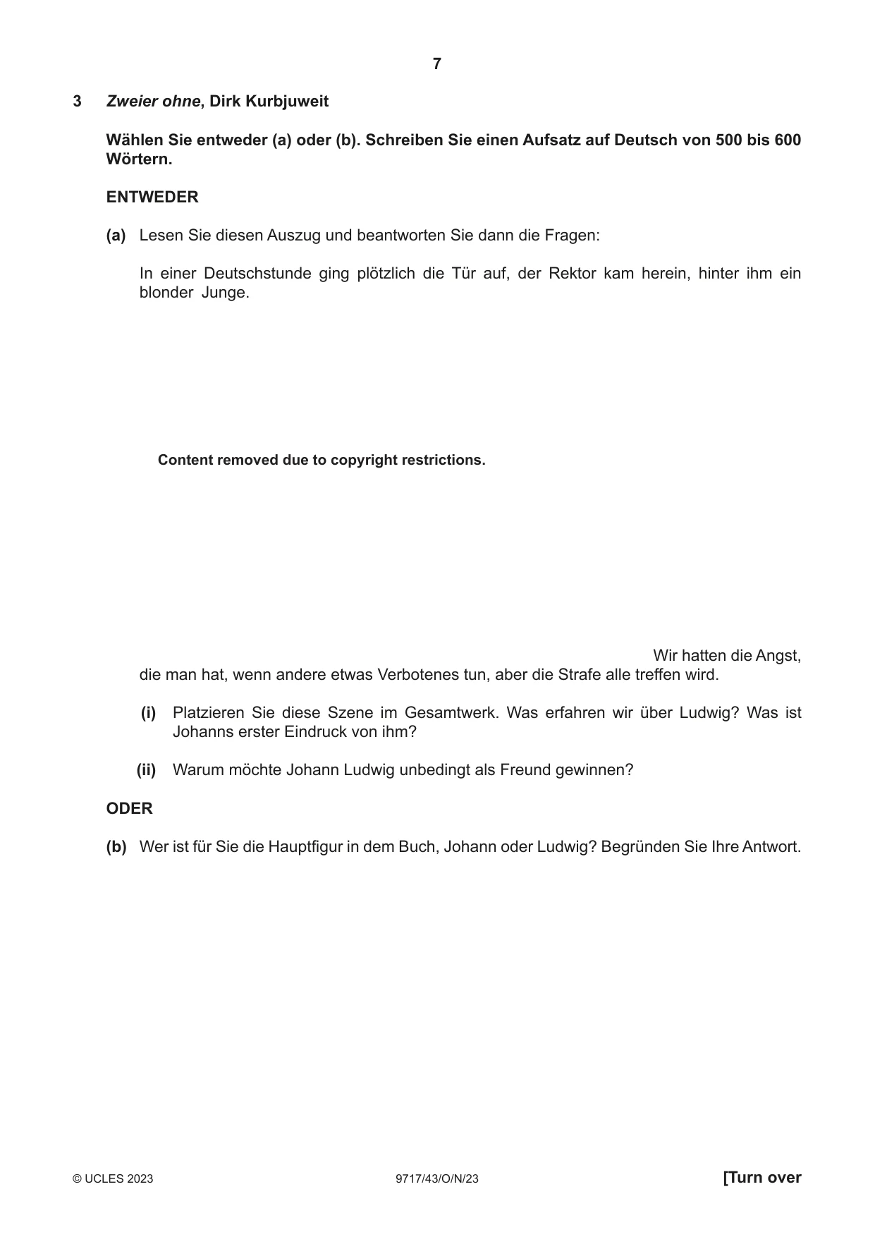 Cambridge A Level German (A Level only) 9717 2023 Oct/Nov Paper 4 · Variant 3 question paper, page 7 of 8