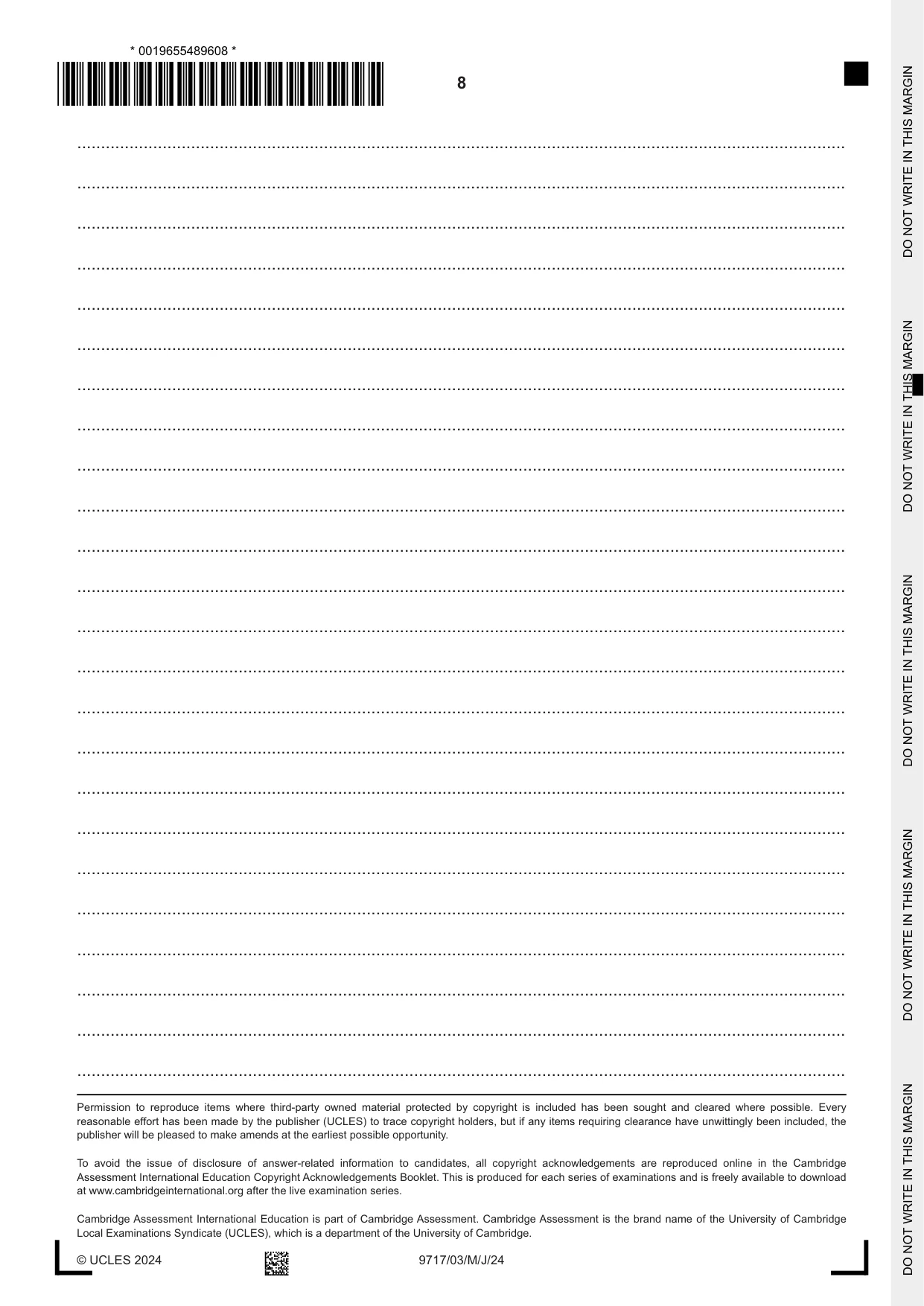 Cambridge A Level German (A Level only) 9717 2024 May/June Paper 3 · Variant 0 question paper, page 8 of 8
