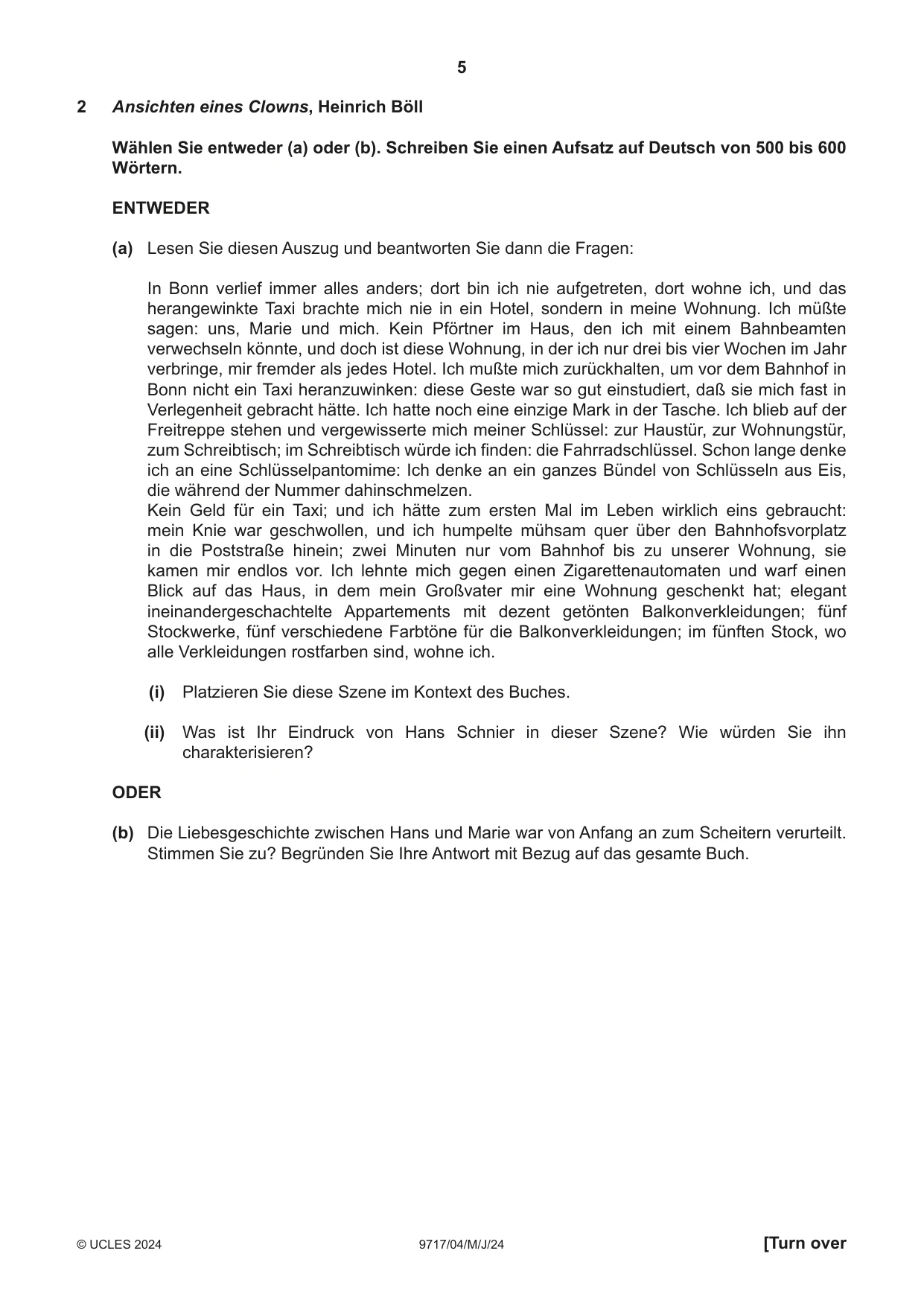 Cambridge A Level German (A Level only) 9717 2024 May/June Paper 4 · Variant 0 question paper, page 5 of 8