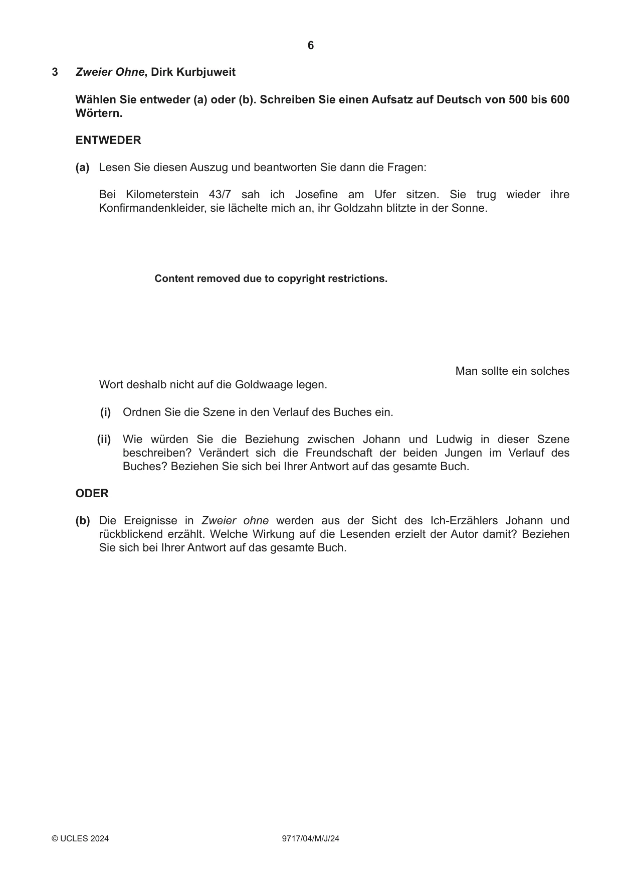 Cambridge A Level German (A Level only) 9717 2024 May/June Paper 4 · Variant 0 question paper, page 6 of 8
