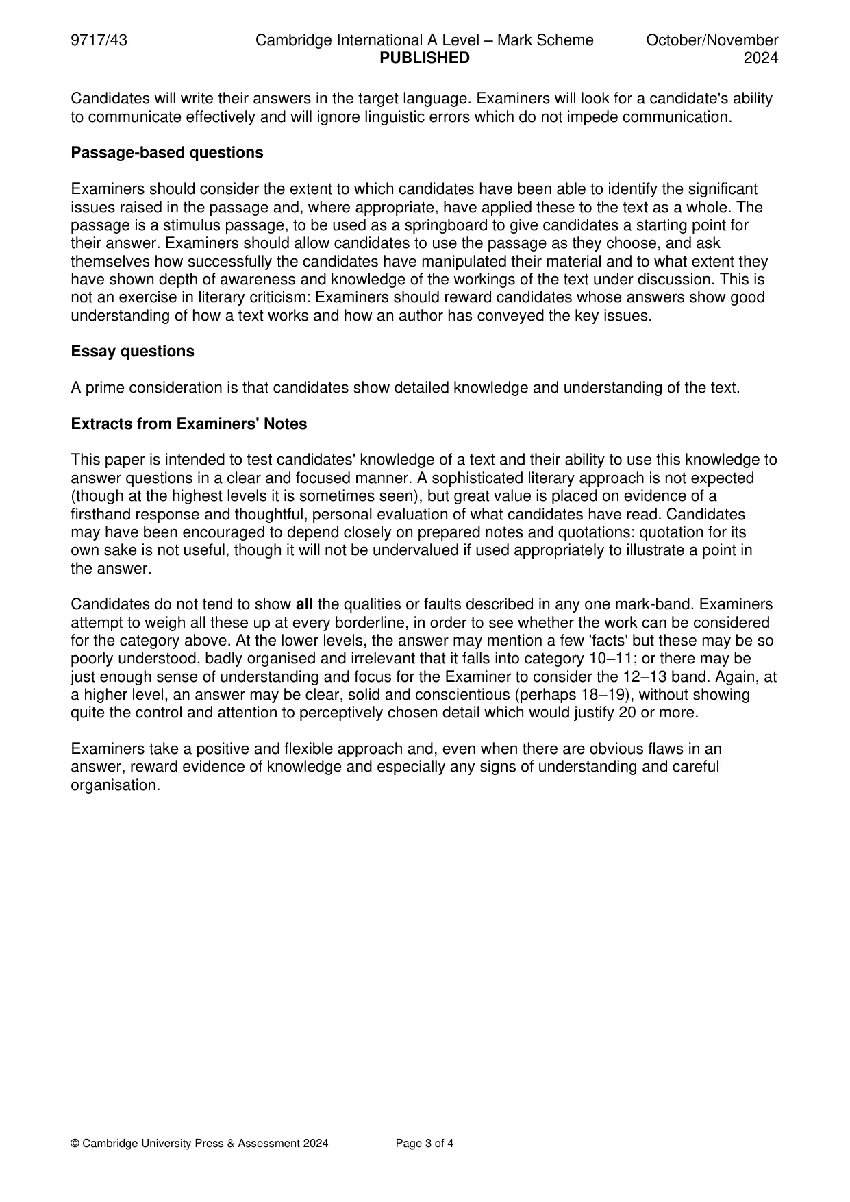 Mark scheme, page 3 of 4