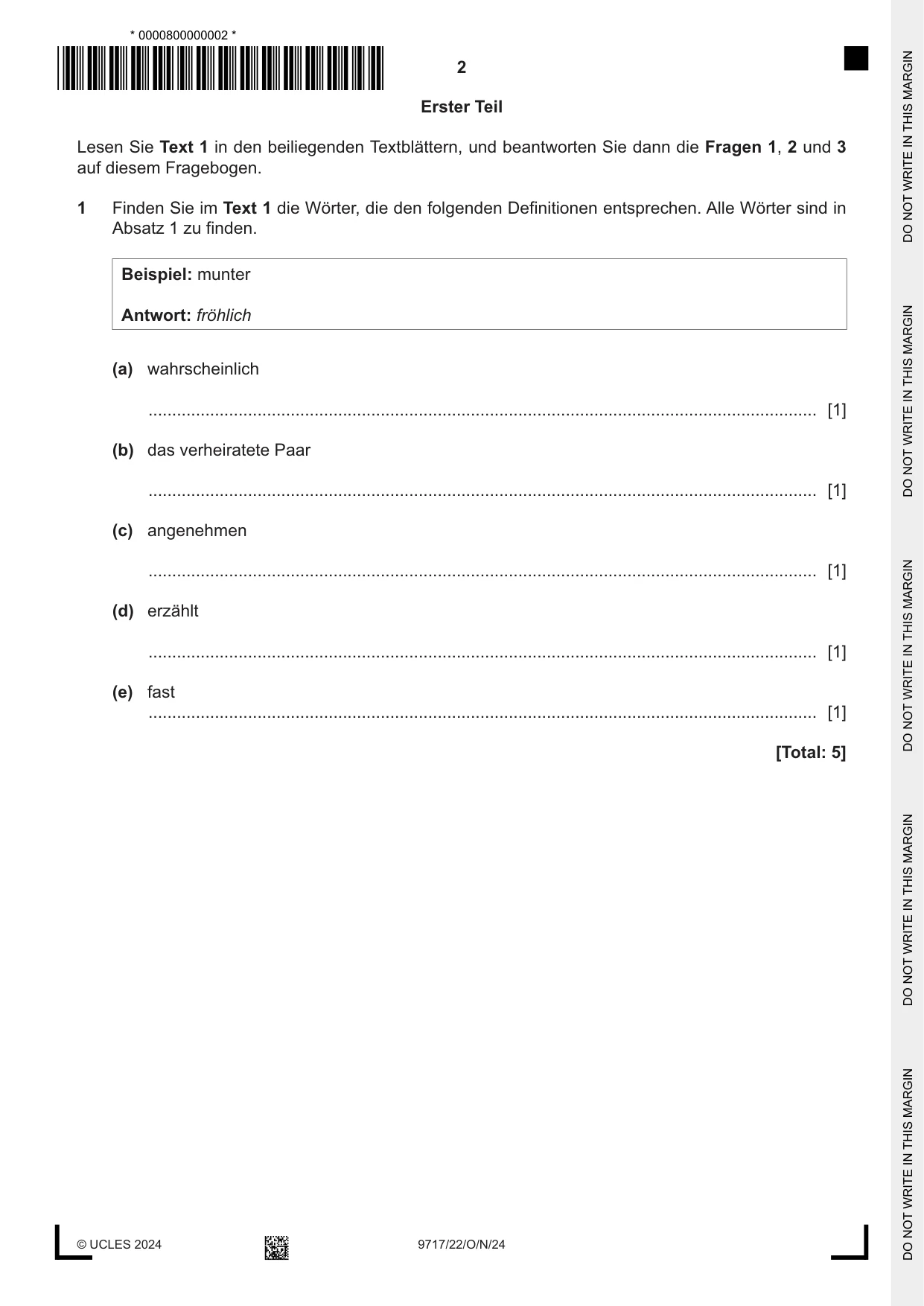 Cambridge A Level German (A Level only) 9717 2024 Oct/Nov Paper 2 · Variant 2 question paper, page 2 of 12