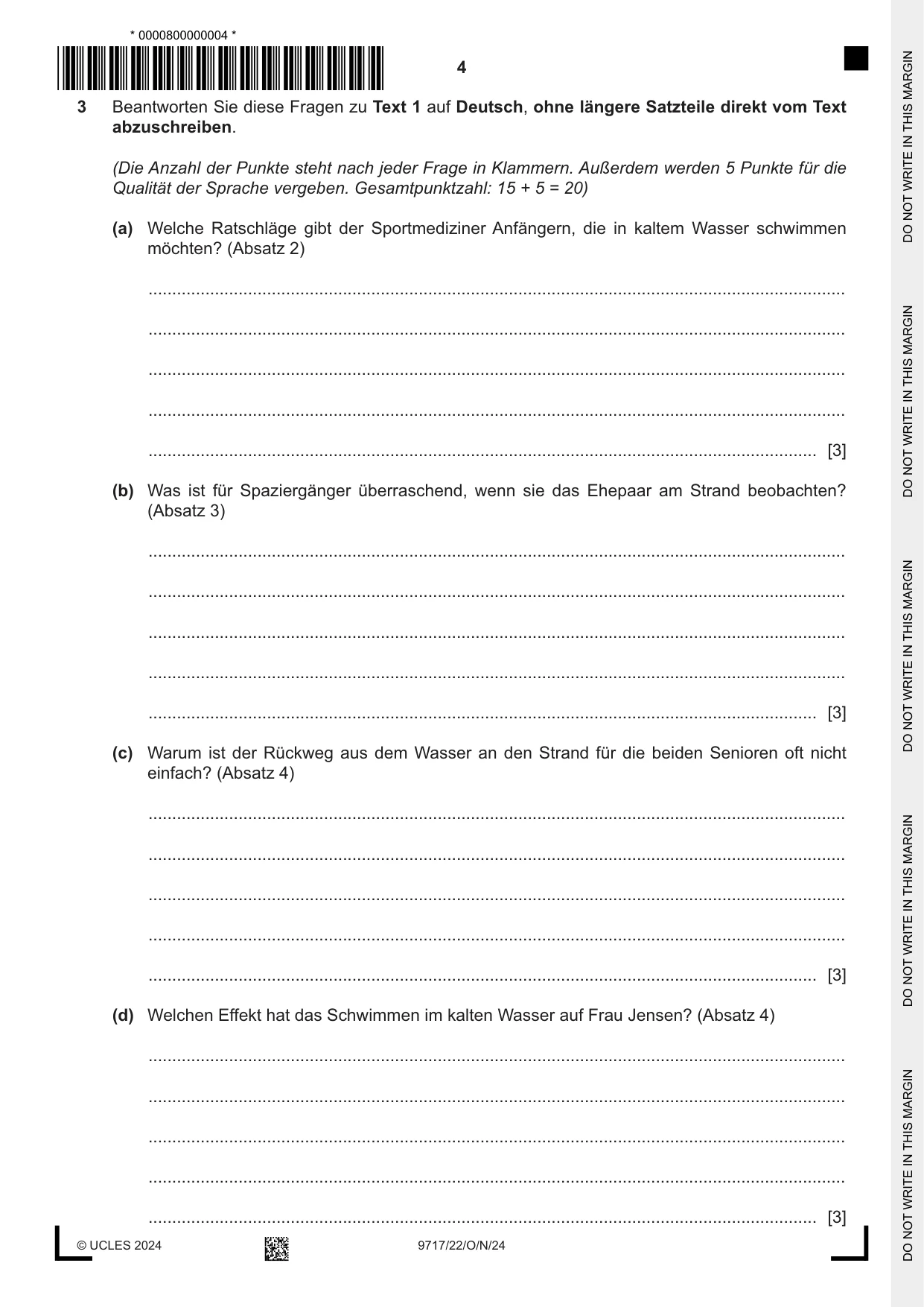 Cambridge A Level German (A Level only) 9717 2024 Oct/Nov Paper 2 · Variant 2 question paper, page 4 of 12