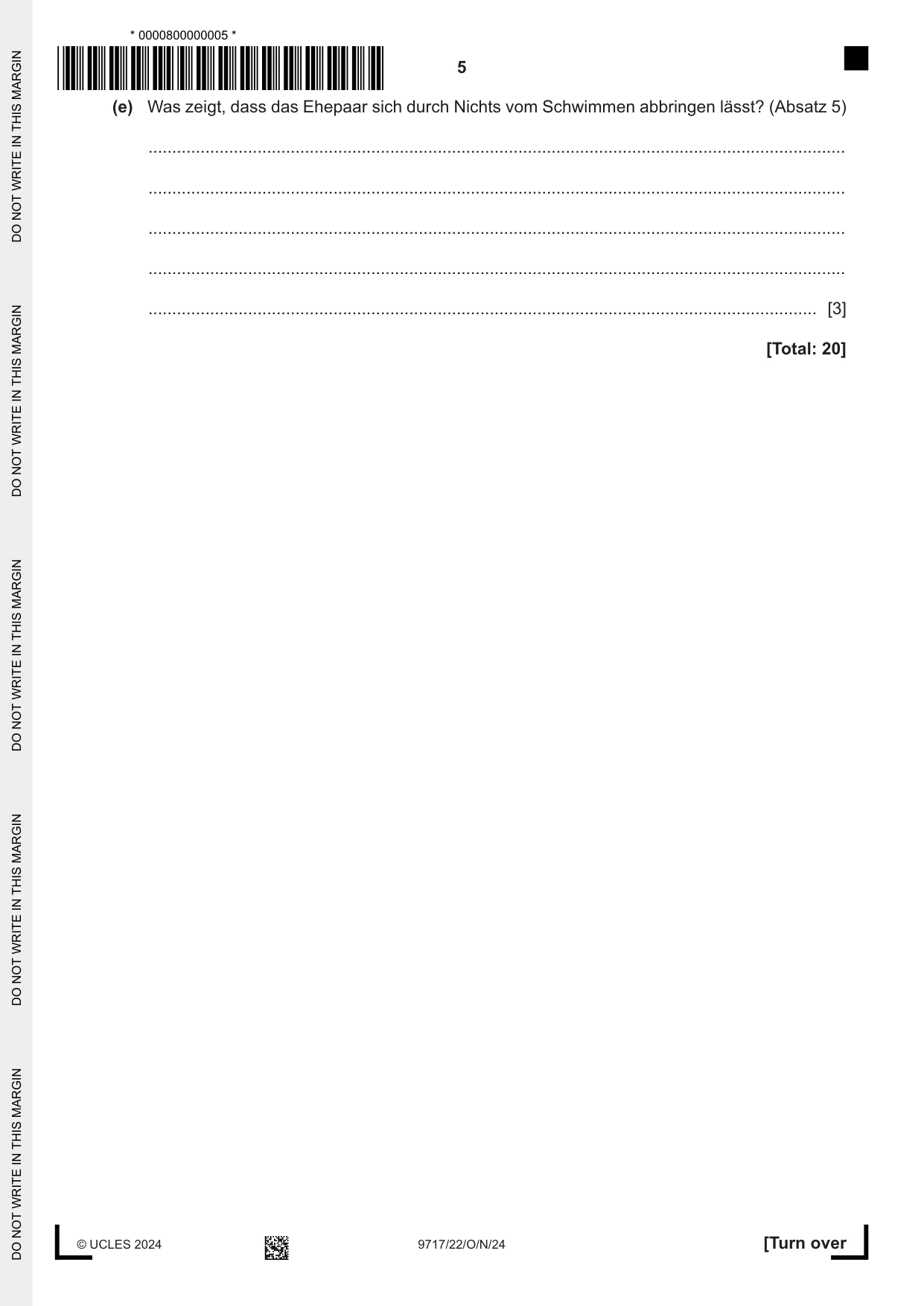 Cambridge A Level German (A Level only) 9717 2024 Oct/Nov Paper 2 · Variant 2 question paper, page 5 of 12