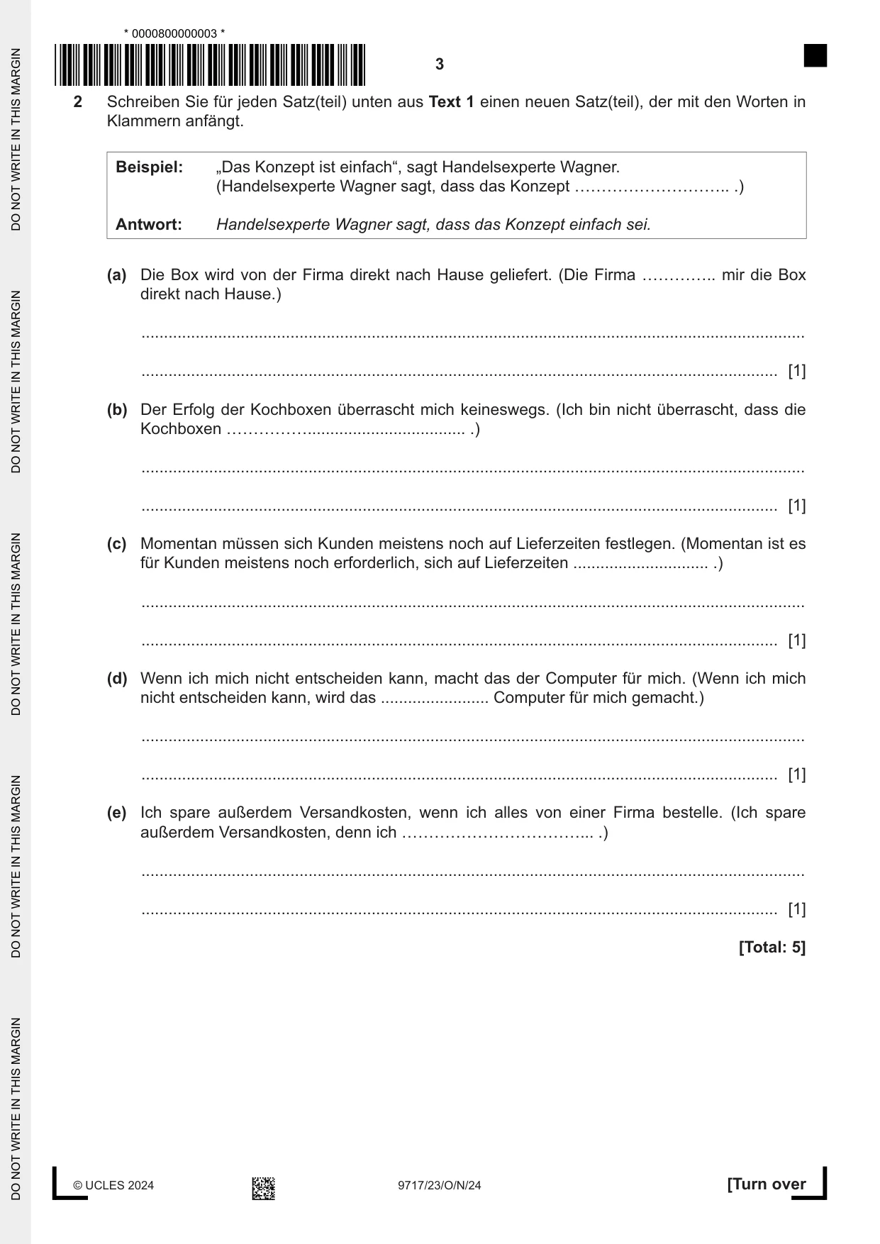Cambridge A Level German (A Level only) 9717 2024 Oct/Nov Paper 2 · Variant 3 question paper, page 3 of 12