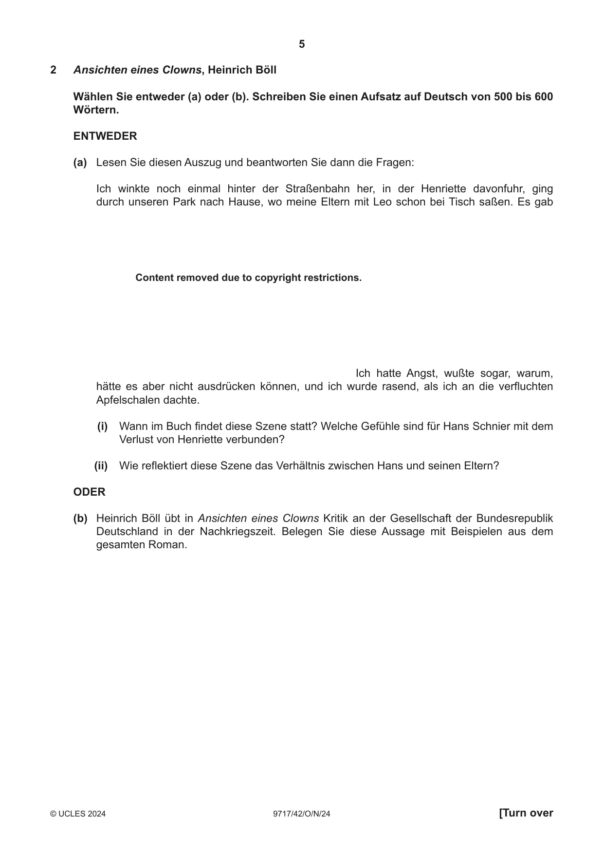 Cambridge A Level German (A Level only) 9717 2024 Oct/Nov Paper 4 · Variant 2 question paper, page 5 of 8