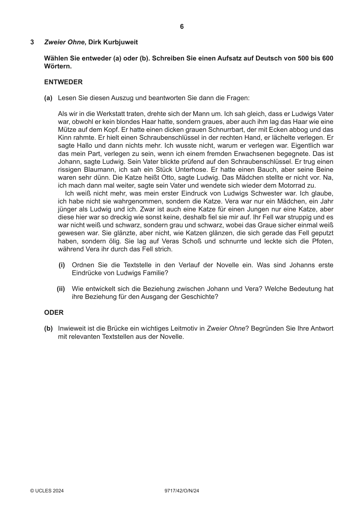 Cambridge A Level German (A Level only) 9717 2024 Oct/Nov Paper 4 · Variant 2 question paper, page 6 of 8