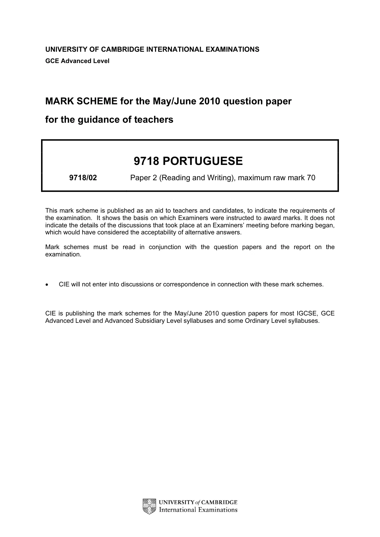 Mark scheme, page 1 of 7