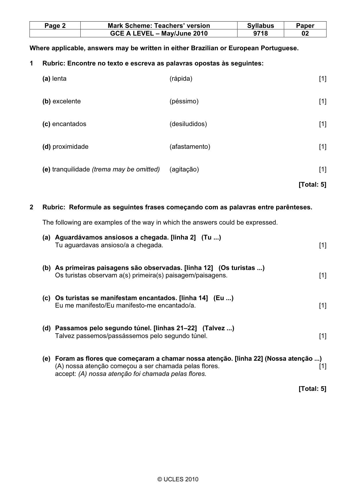 Mark scheme, page 2 of 7