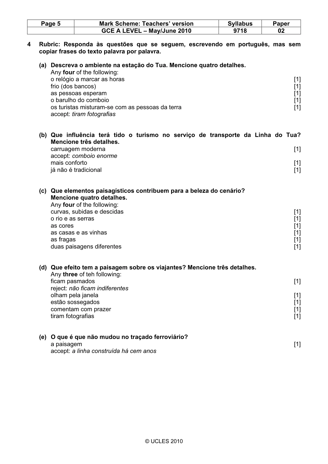 Mark scheme, page 5 of 7