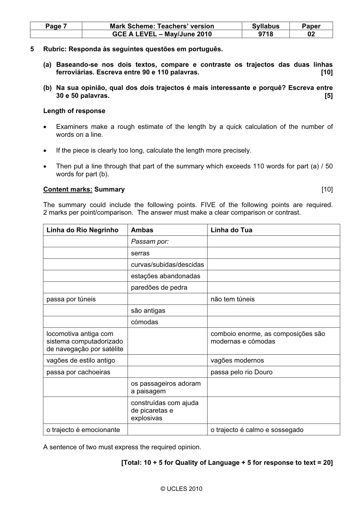 Mark scheme, page 7 of 7