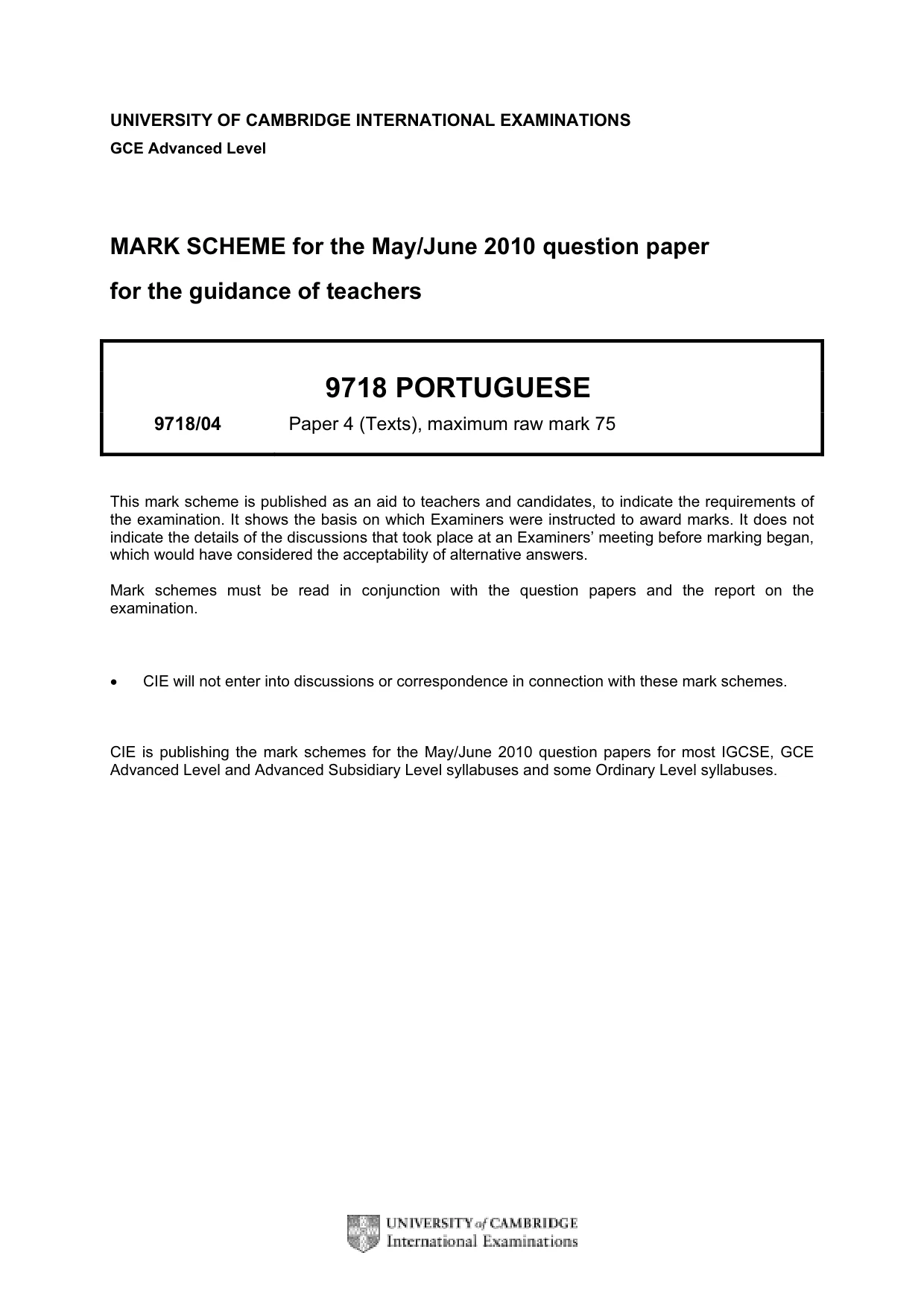 Mark scheme, page 1 of 2