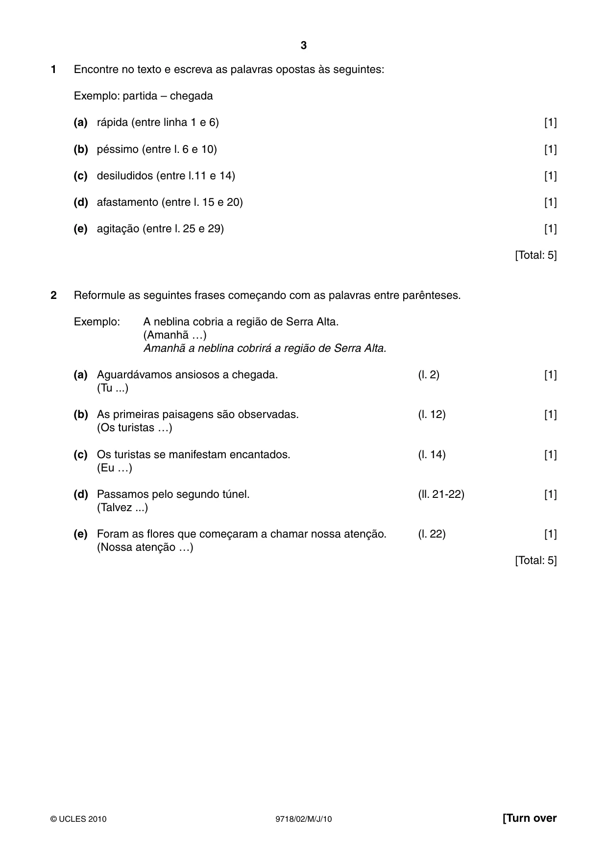 Cambridge A Level Portuguese (A Level only) 9718 2010 May/June Paper 2 · Variant 1 question paper, page 3 of 8