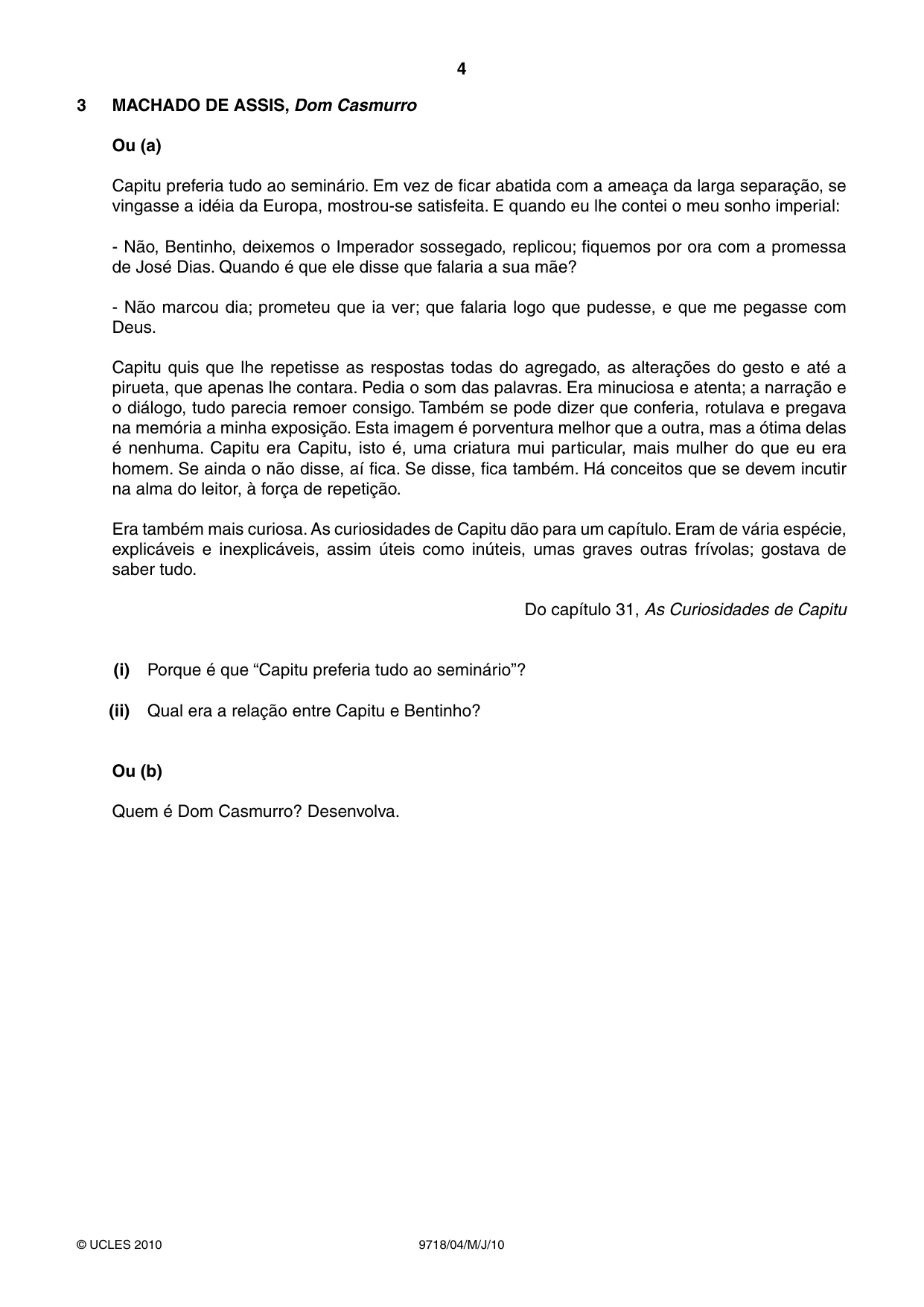 Cambridge A Level Portuguese (A Level only) 9718 2010 May/June Paper 4 · Variant 1 question paper, page 4 of 8