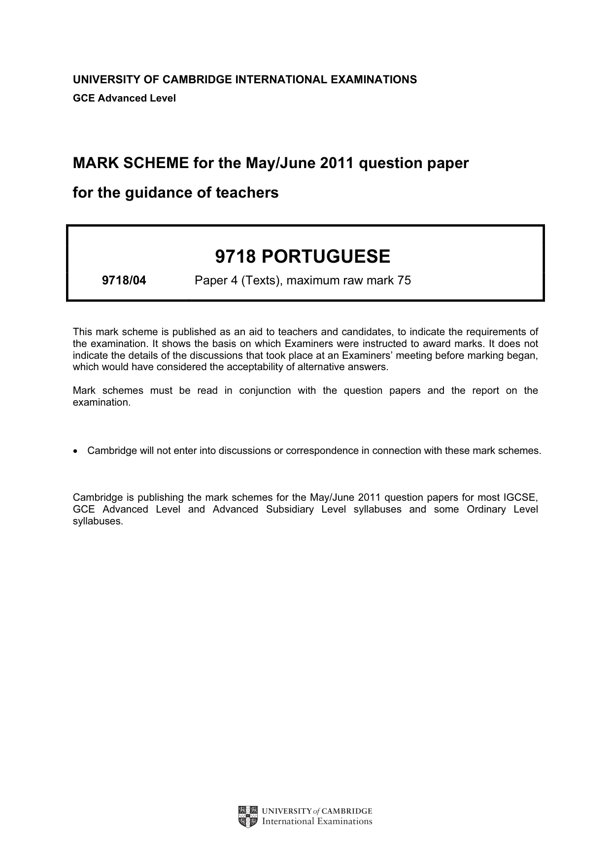 Mark scheme, page 1 of 2