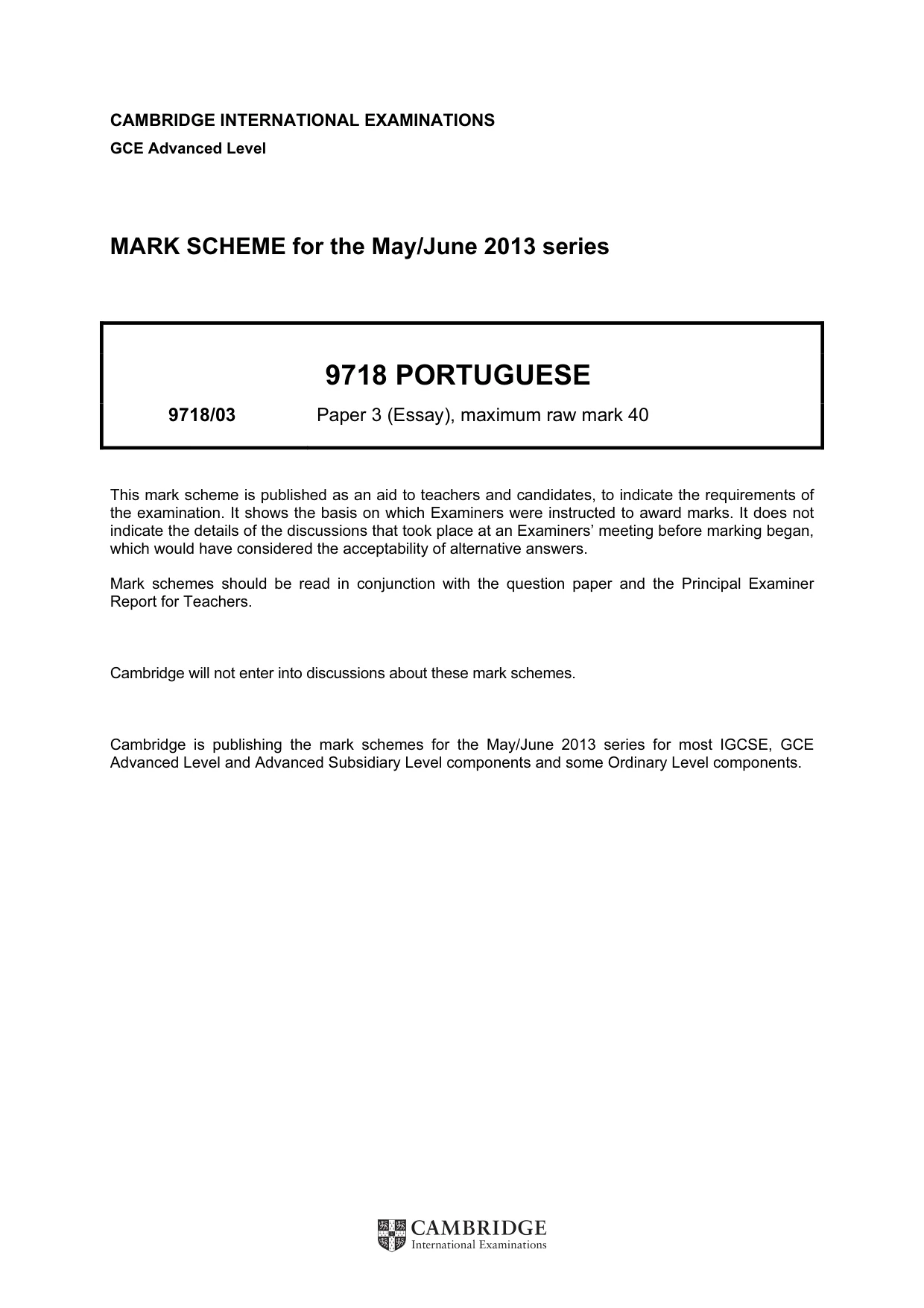Mark scheme, page 1 of 2