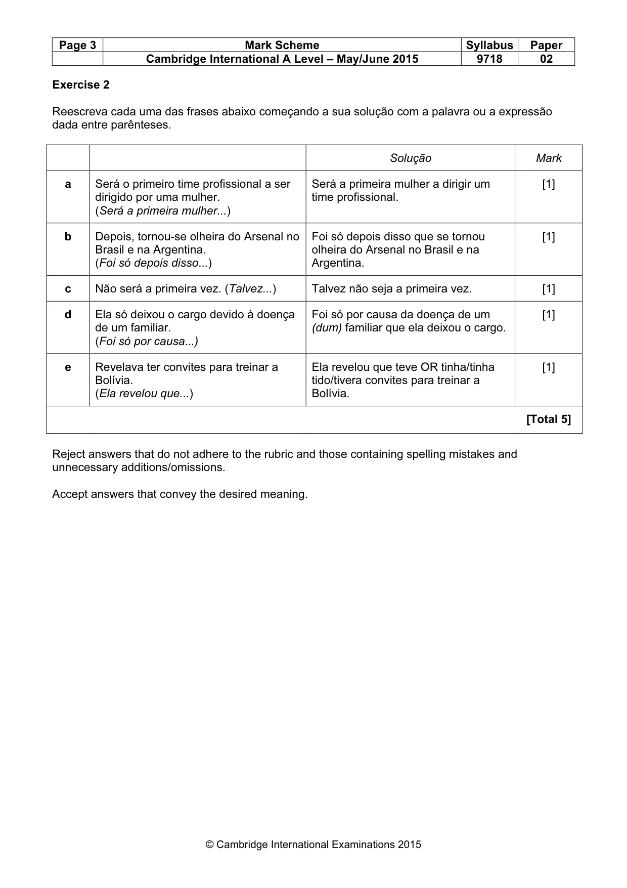 Mark scheme, page 3 of 9