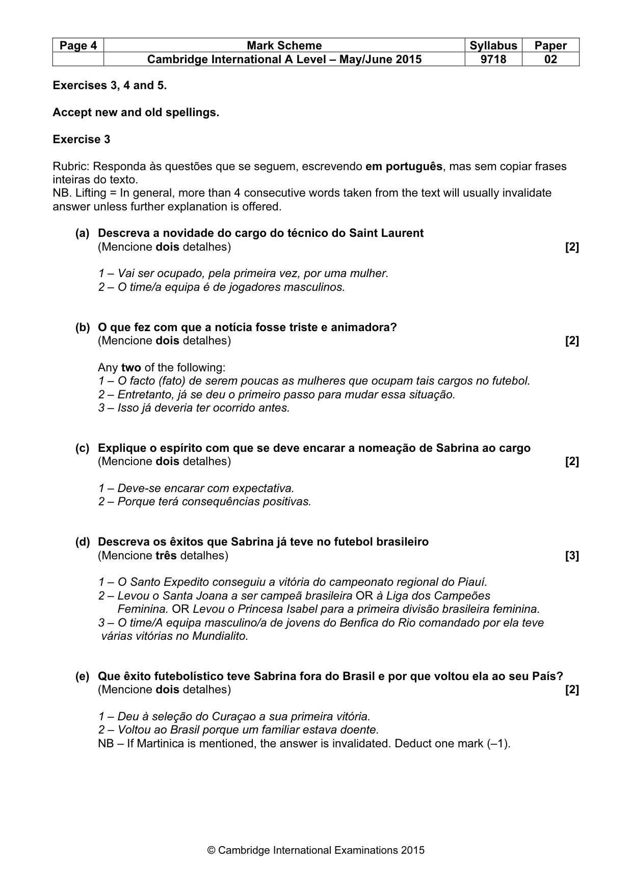 Mark scheme, page 4 of 9