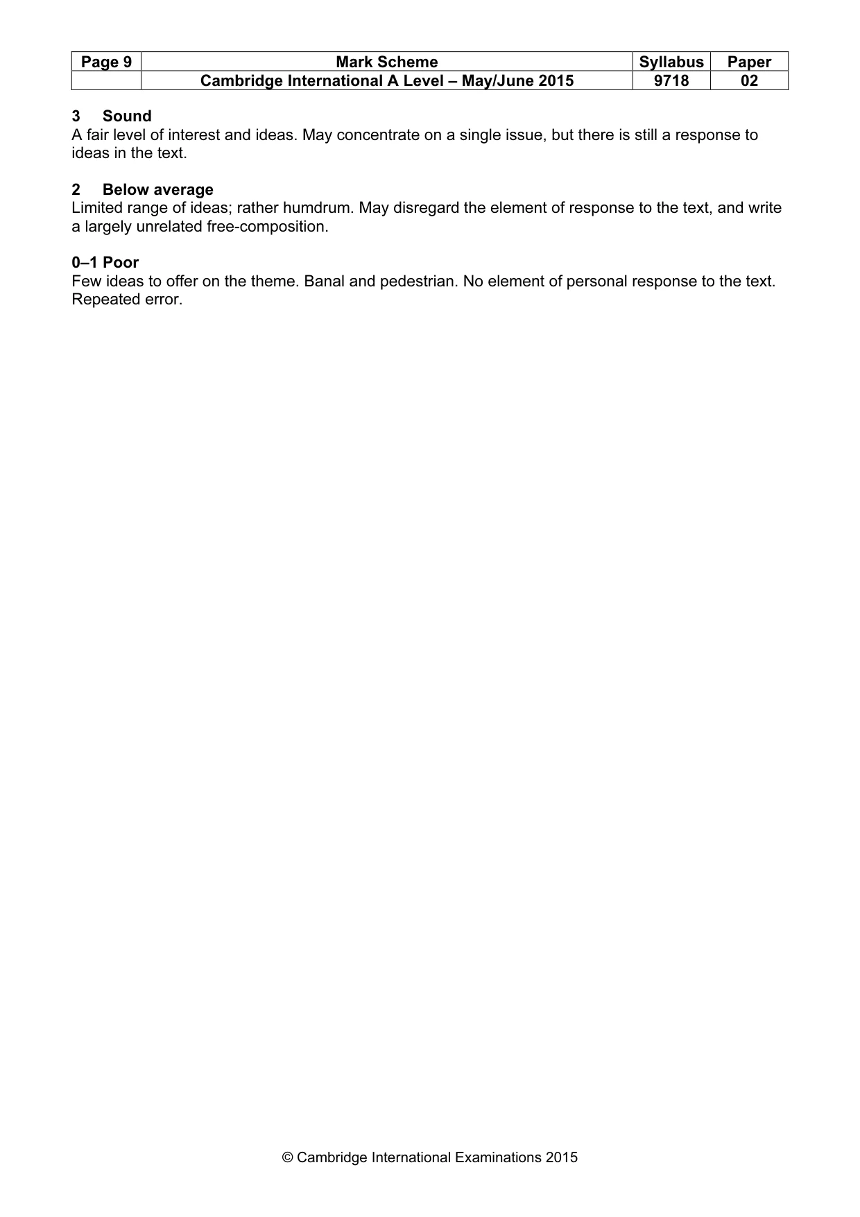 Mark scheme, page 9 of 9