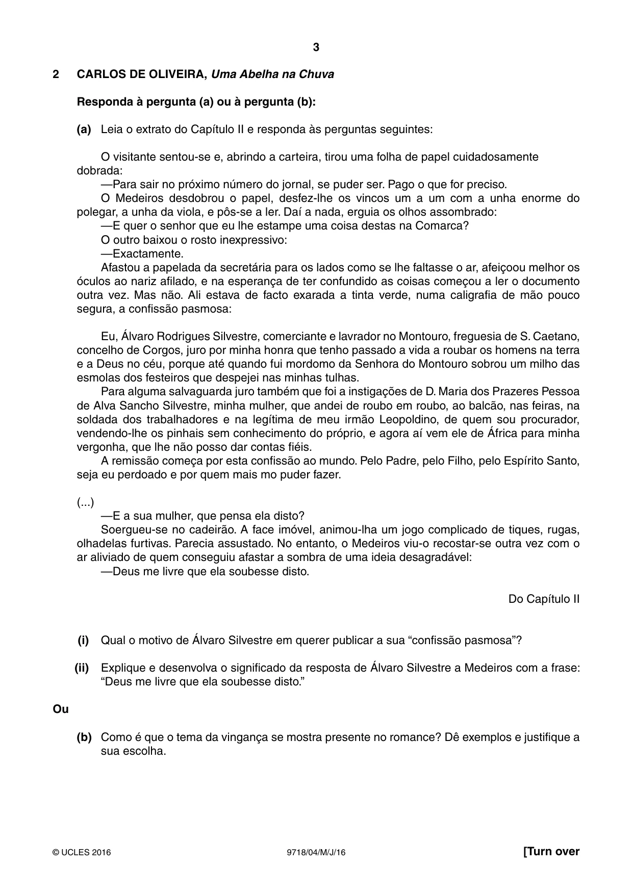 Cambridge A Level Portuguese (A Level only) 9718 2016 May/June Paper 4 · Variant 0 question paper, page 3 of 8