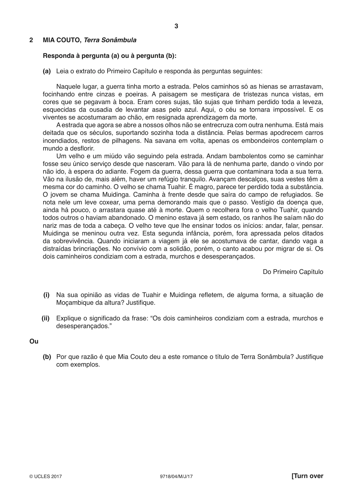 Cambridge A Level Portuguese (A Level only) 9718 2017 May/June Paper 4 · Variant 1 question paper, page 3 of 8