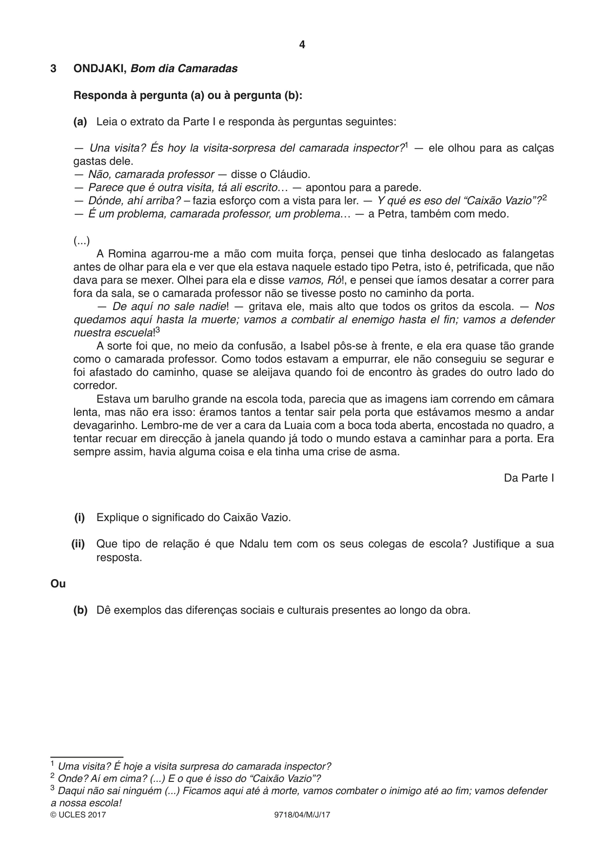 Cambridge A Level Portuguese (A Level only) 9718 2017 May/June Paper 4 · Variant 1 question paper, page 4 of 8