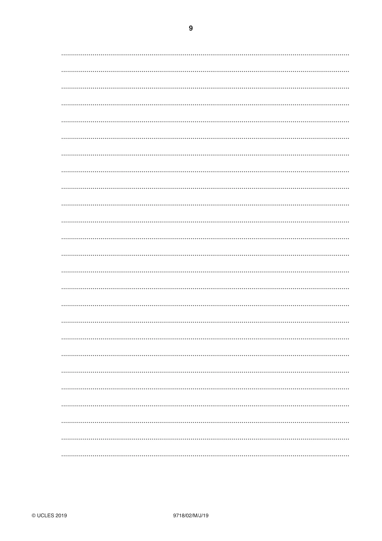 Cambridge A Level Portuguese (A Level only) 9718 2019 May/June Paper 2 · Variant 1 question paper, page 9 of 12