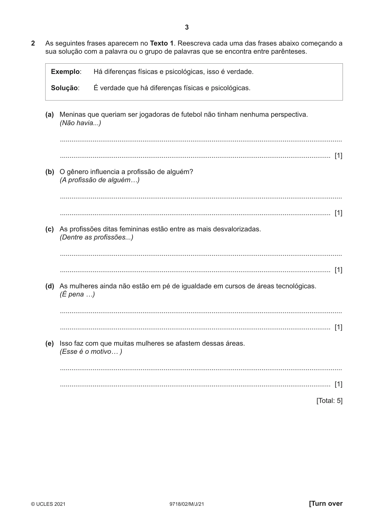 Cambridge A Level Portuguese (A Level only) 9718 2021 May/June Paper 2 · Variant 0 question paper, page 3 of 12