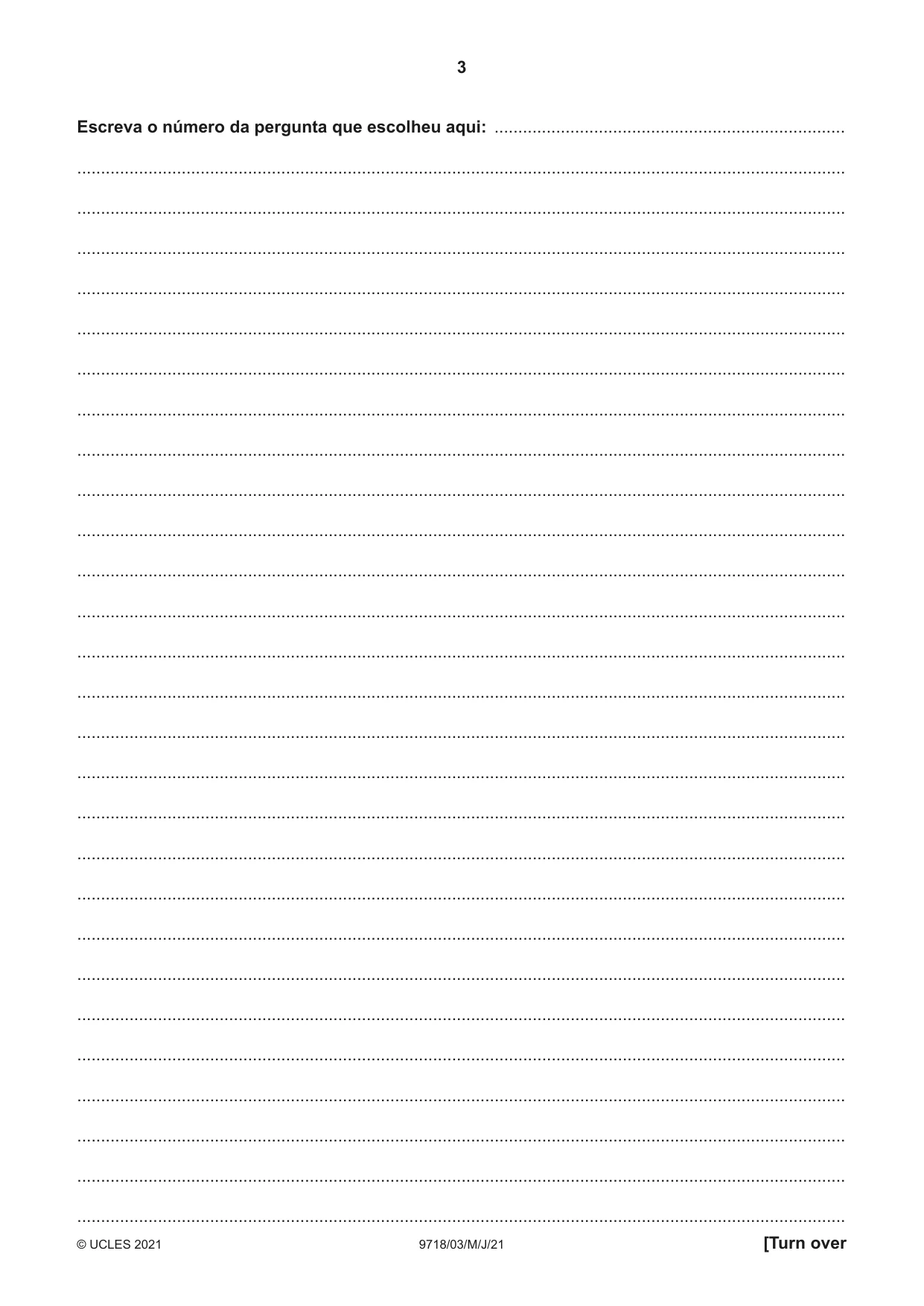 Cambridge A Level Portuguese (A Level only) 9718 2021 May/June Paper 3 · Variant 0 question paper, page 3 of 8