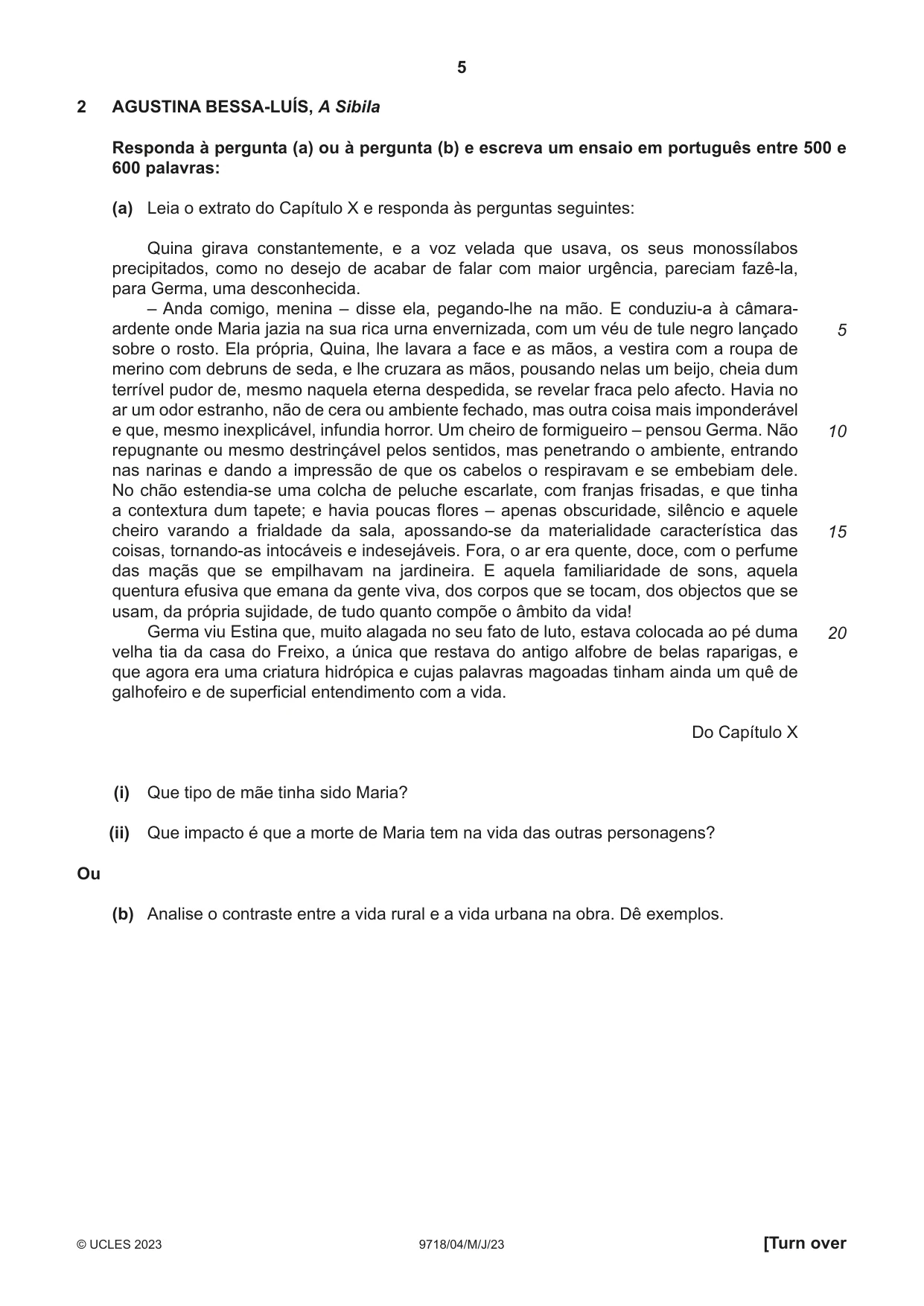 Cambridge A Level Portuguese (A Level only) 9718 2023 May/June Paper 4 · Variant 0 question paper, page 5 of 8