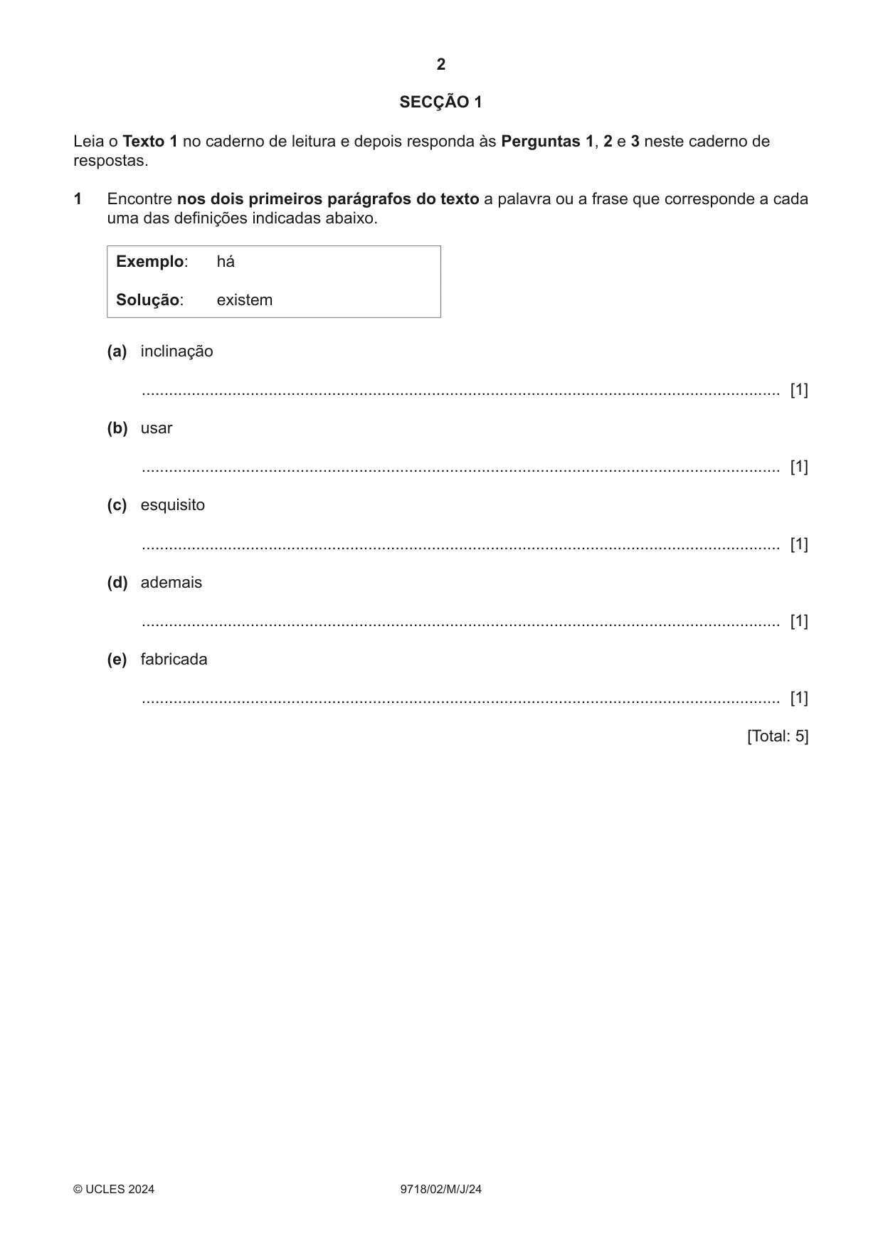 Cambridge A Level Portuguese (A Level only) 9718 2024 May/June Paper 2 · Variant 0 question paper, page 2 of 12