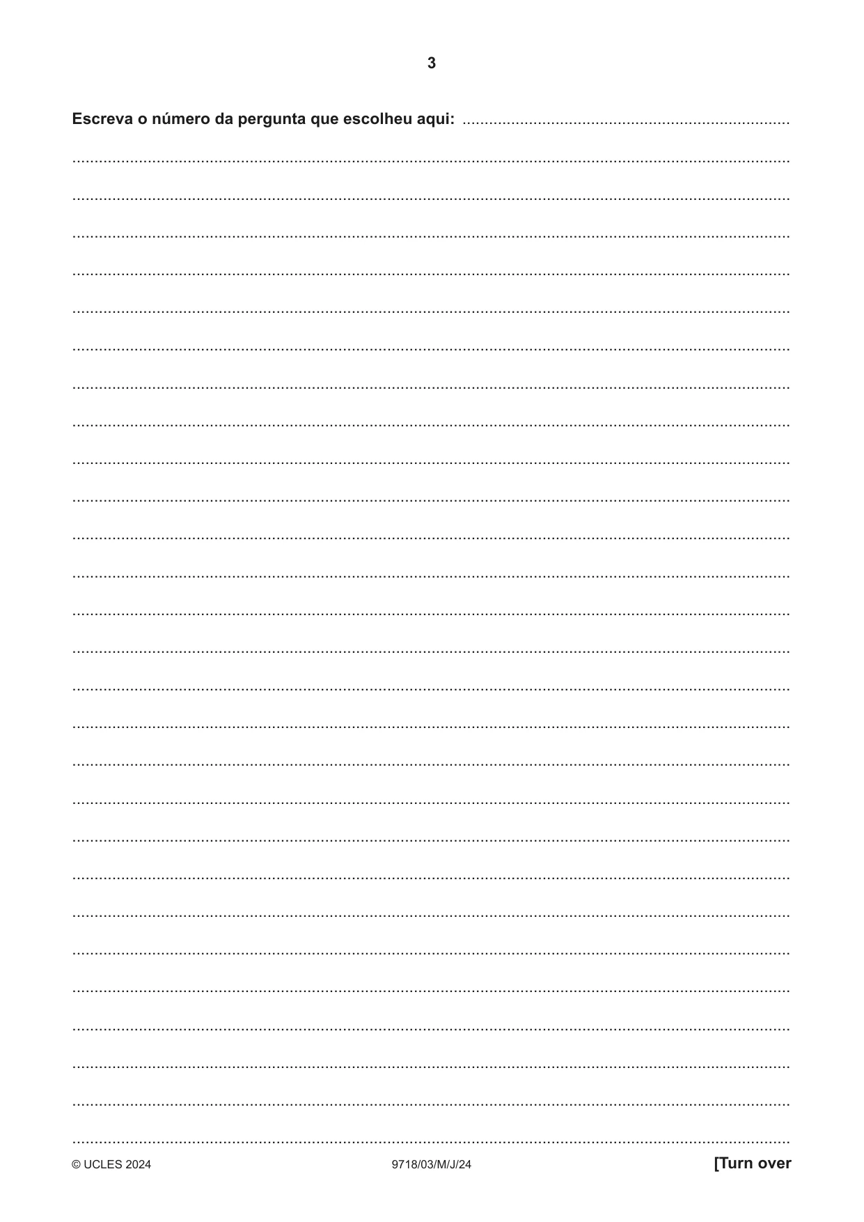 Cambridge A Level Portuguese (A Level only) 9718 2024 May/June Paper 3 · Variant 0 question paper, page 3 of 8