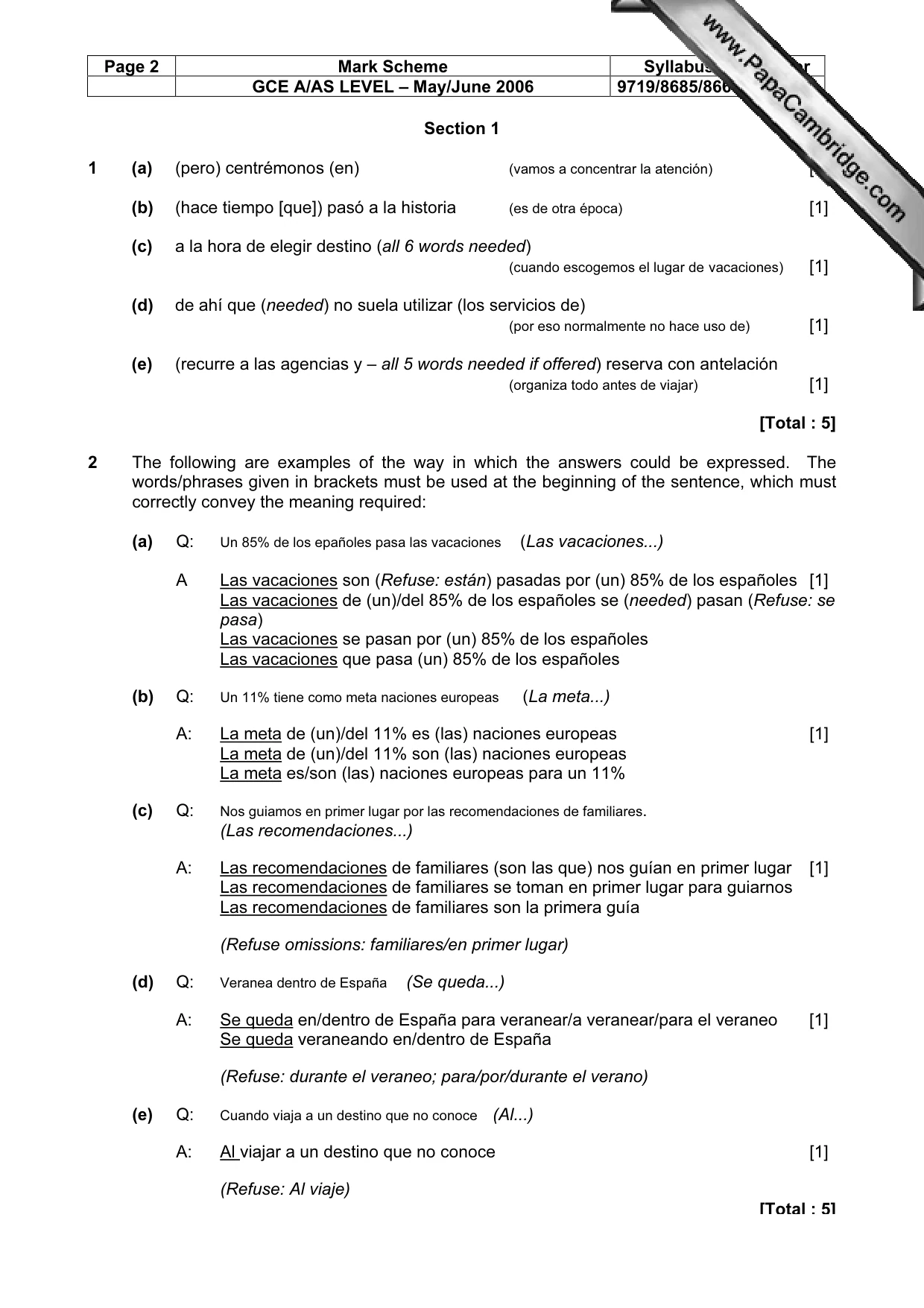 Mark scheme, page 2 of 8