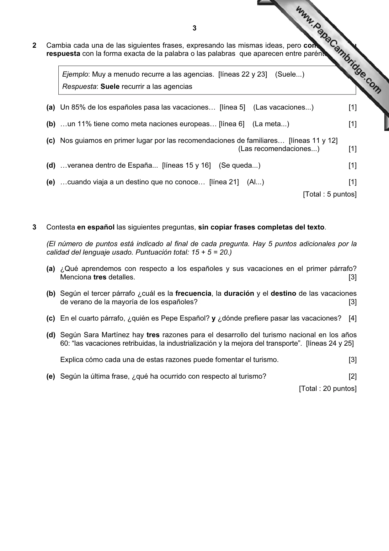 Cambridge A Level Spanish (A Level only) 9719 2006 May/June Paper 2 · Variant 1 question paper, page 3 of 8