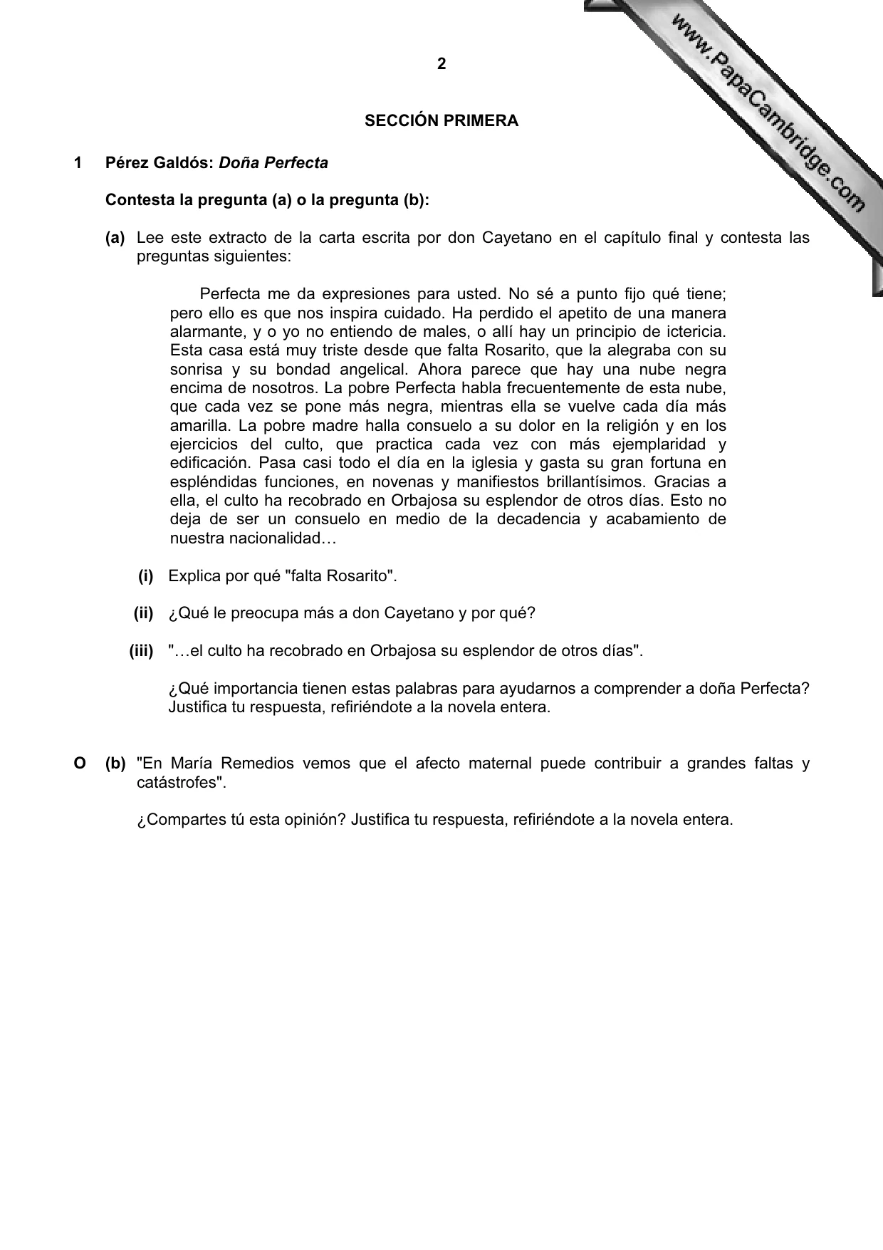 Cambridge A Level Spanish (A Level only) 9719 2006 May/June Paper 4 · Variant 1 question paper, page 2 of 7