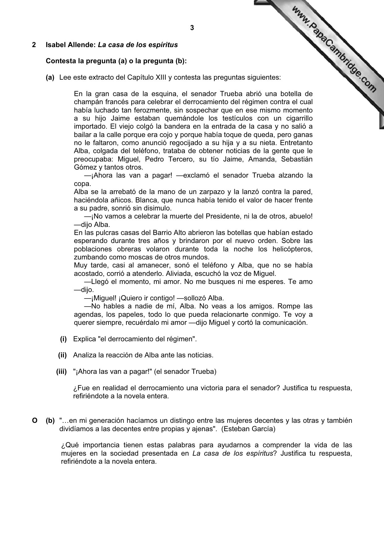 Cambridge A Level Spanish (A Level only) 9719 2006 May/June Paper 4 · Variant 1 question paper, page 3 of 7