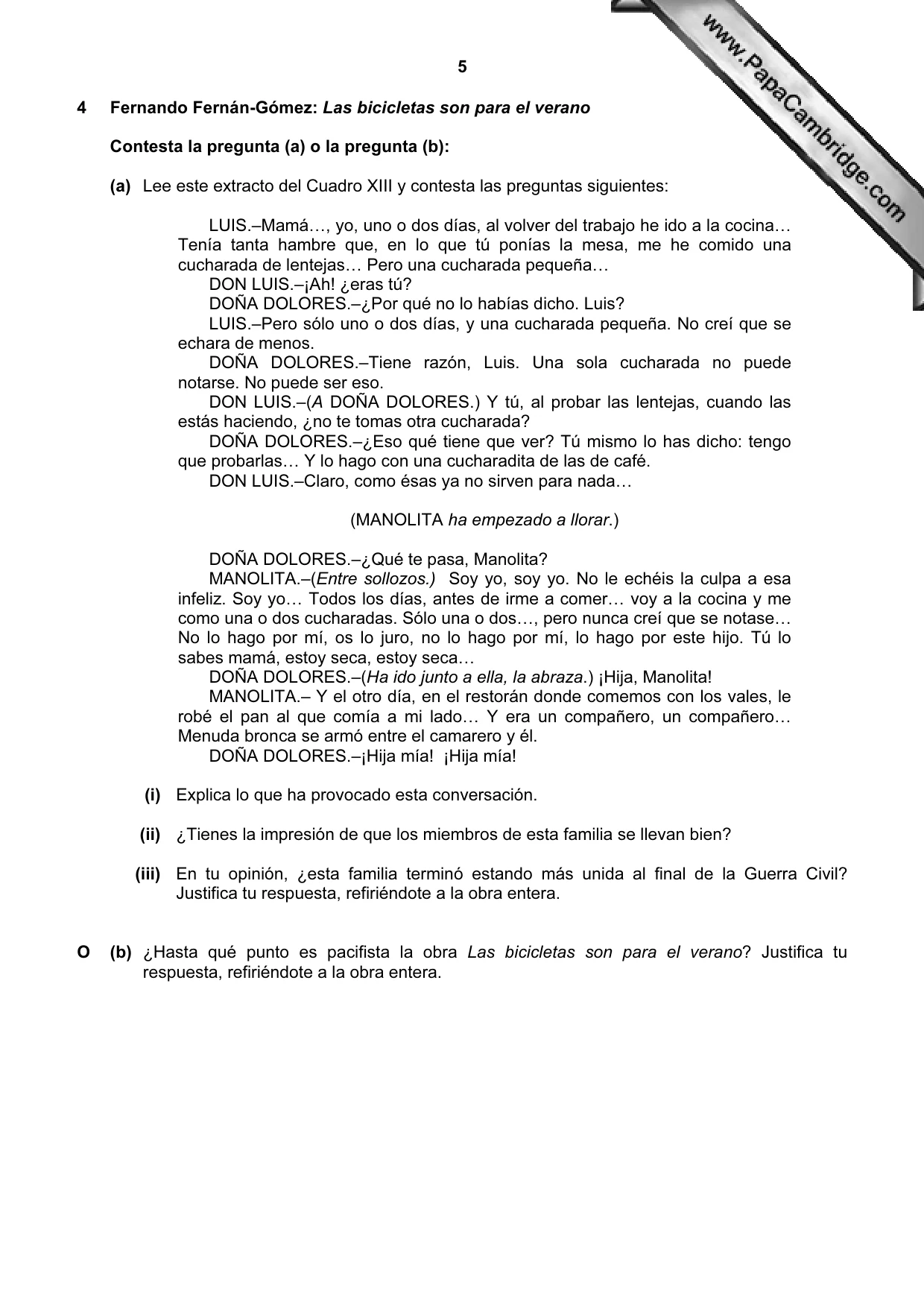Cambridge A Level Spanish (A Level only) 9719 2006 May/June Paper 4 · Variant 1 question paper, page 4 of 7