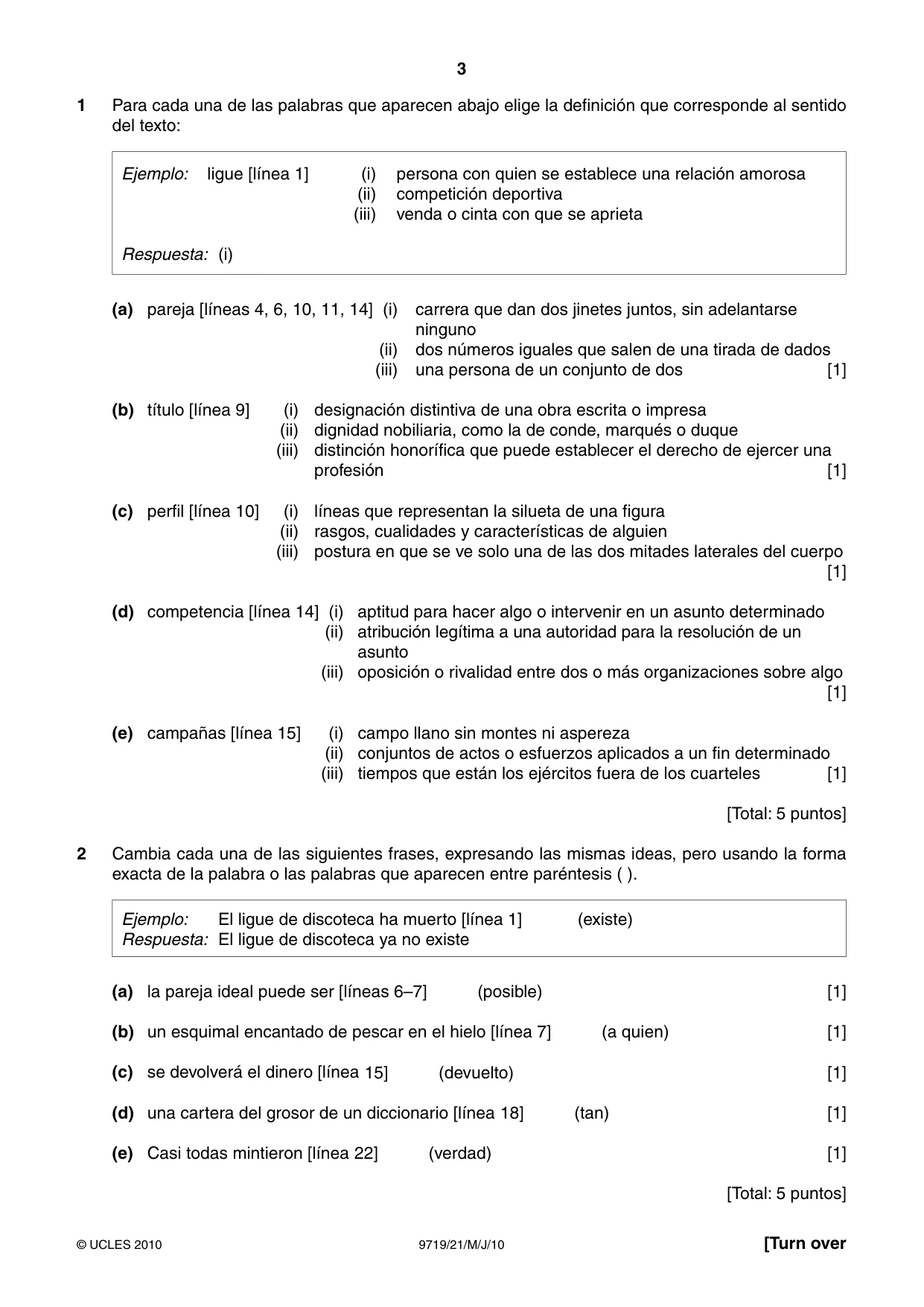 Cambridge A Level Spanish (A Level only) 9719 2010 May/June Paper 2 · Variant 1 question paper, page 3 of 8