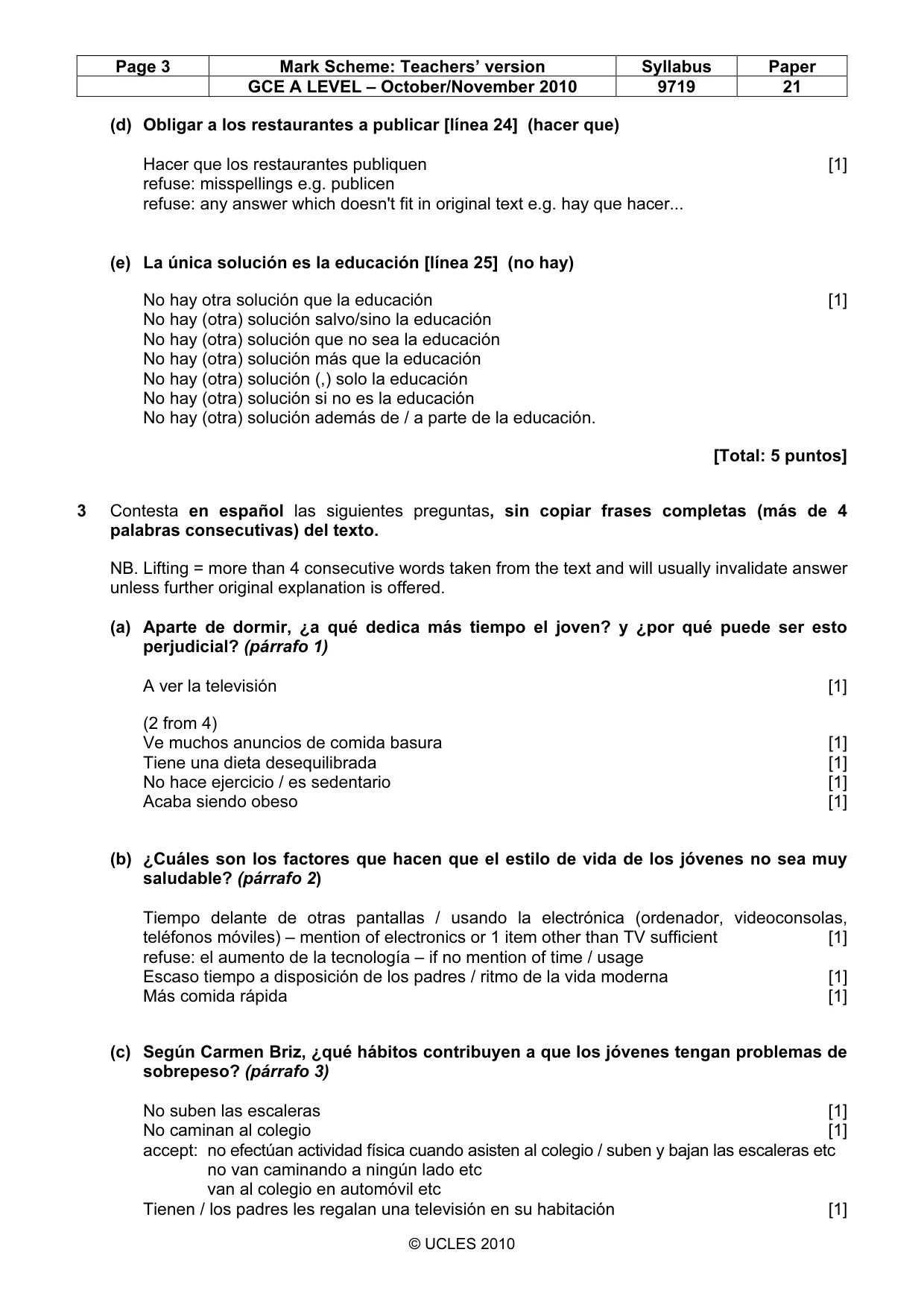 Mark scheme, page 3 of 8