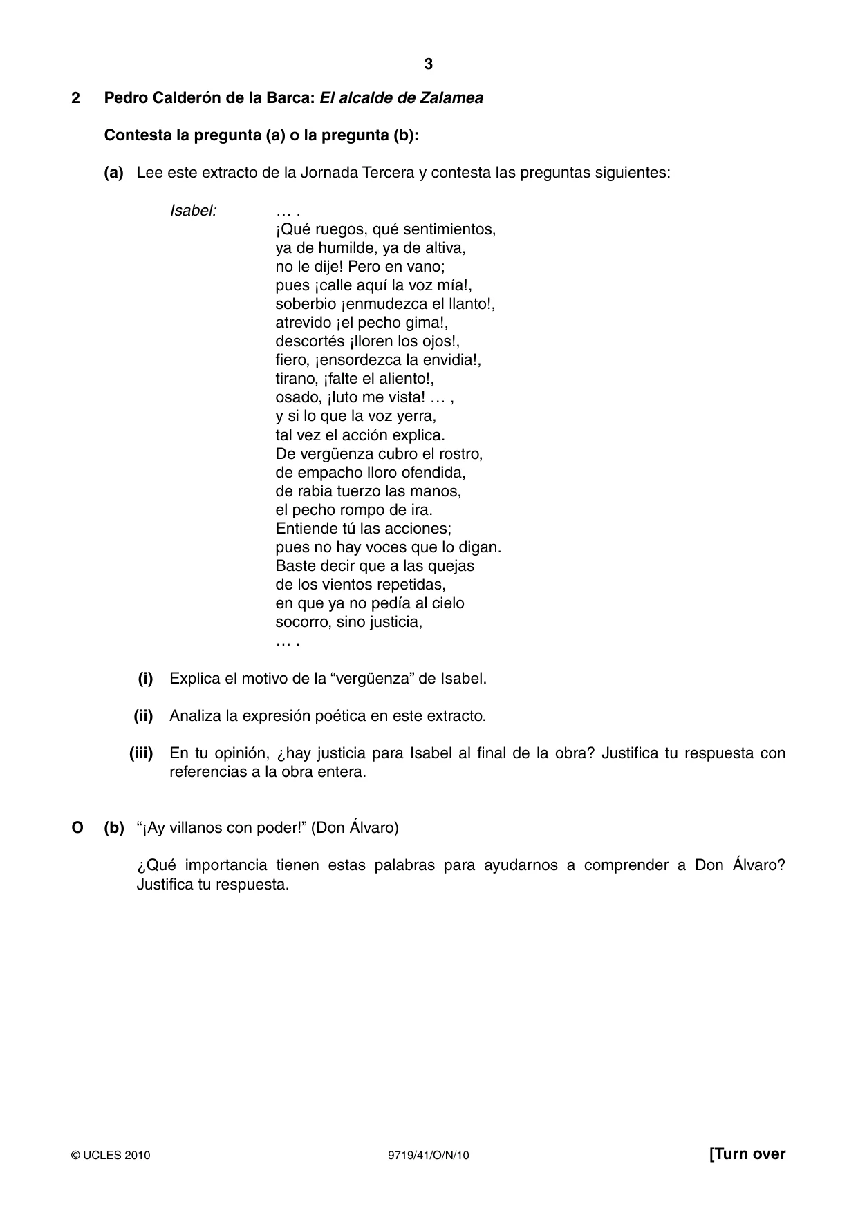 Cambridge A Level Spanish (A Level only) 9719 2010 Oct/Nov Paper 4 · Variant 1 question paper, page 3 of 8