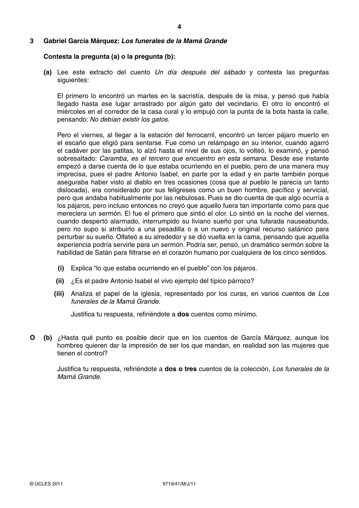 Cambridge A Level Spanish (A Level only) 9719 2011 May/June Paper 4 · Variant 1 question paper, page 4 of 8