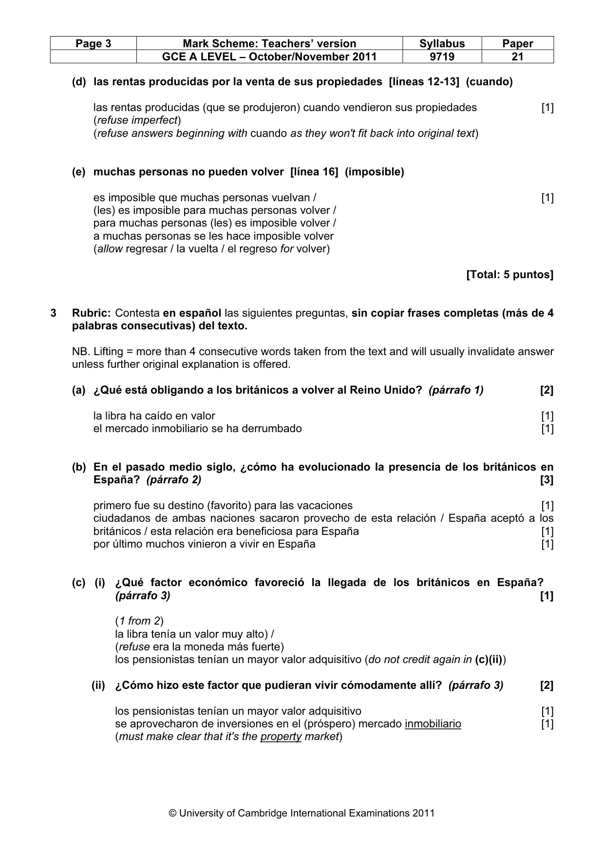 Mark scheme, page 3 of 9